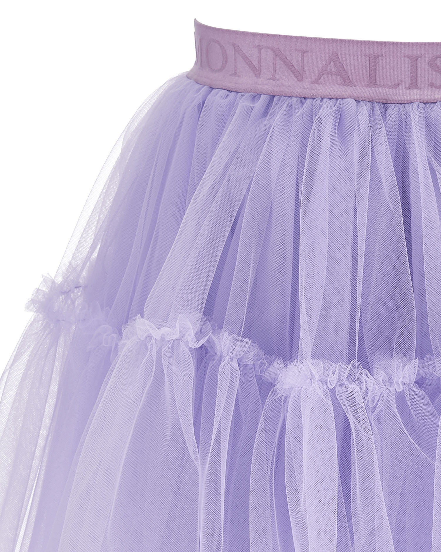 Gonna Monnalisa a lunghezza media in tulle lilla con balze  image