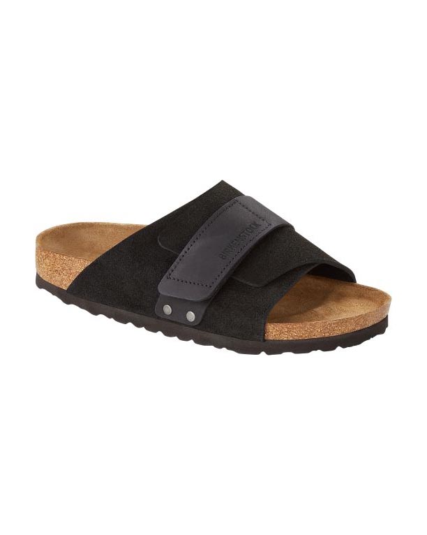 Sandalo Kyoto Birkenstock nero in pelle scamosciata con cinturino con velcro