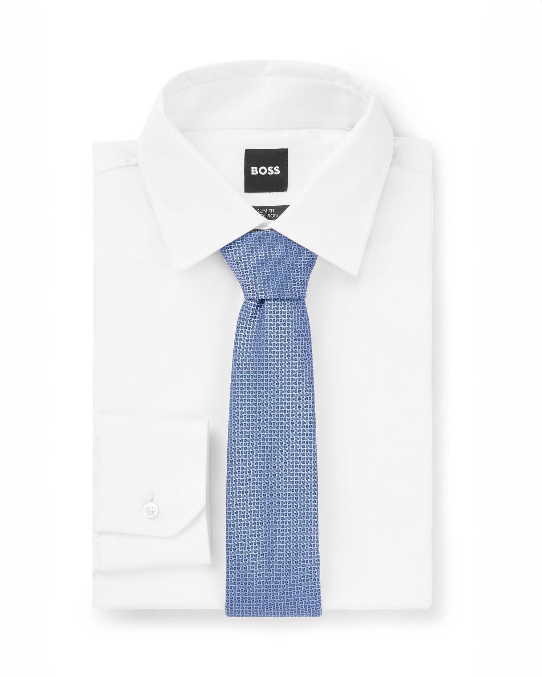 Cravatta blu indaco micro armatura in misto seta image