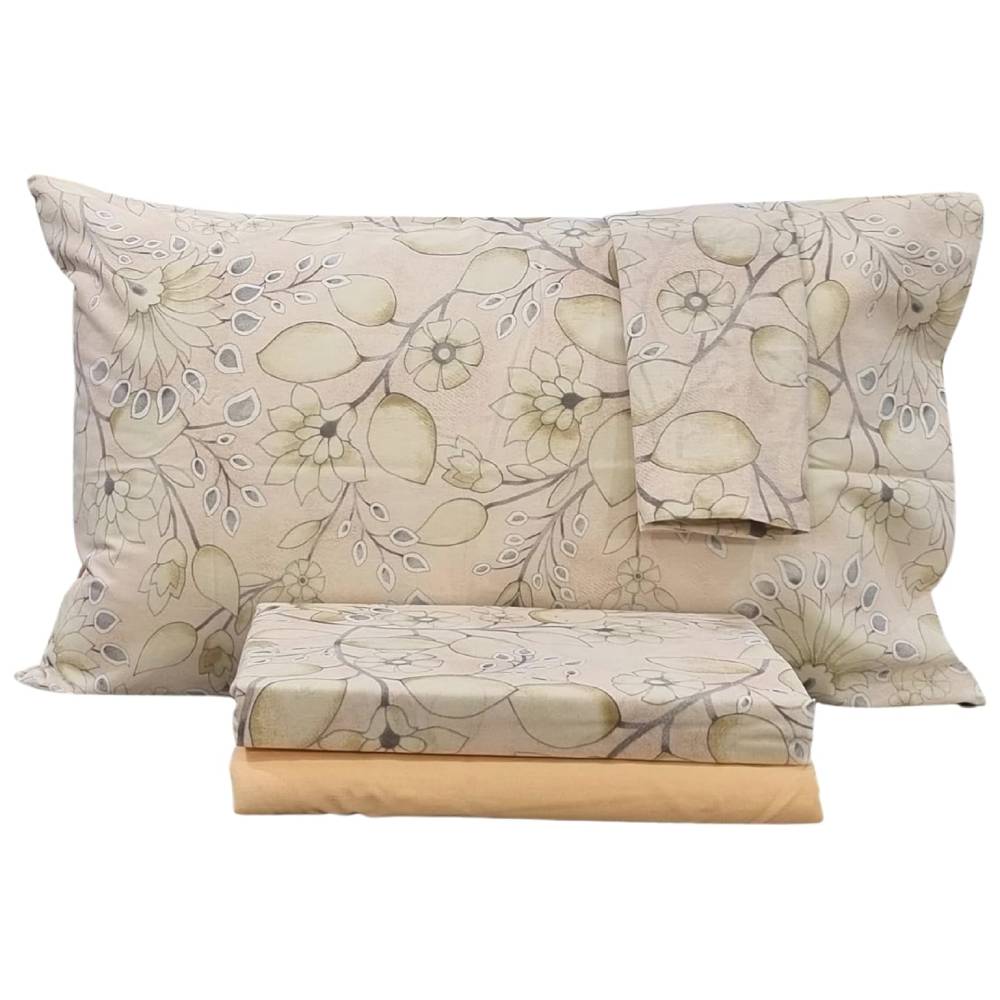 Bassetti VIETRI Biancheria Da Letto In Cotone 200x200 Cm Beige: Raso Sanforizzato Con Chiusura Lampo