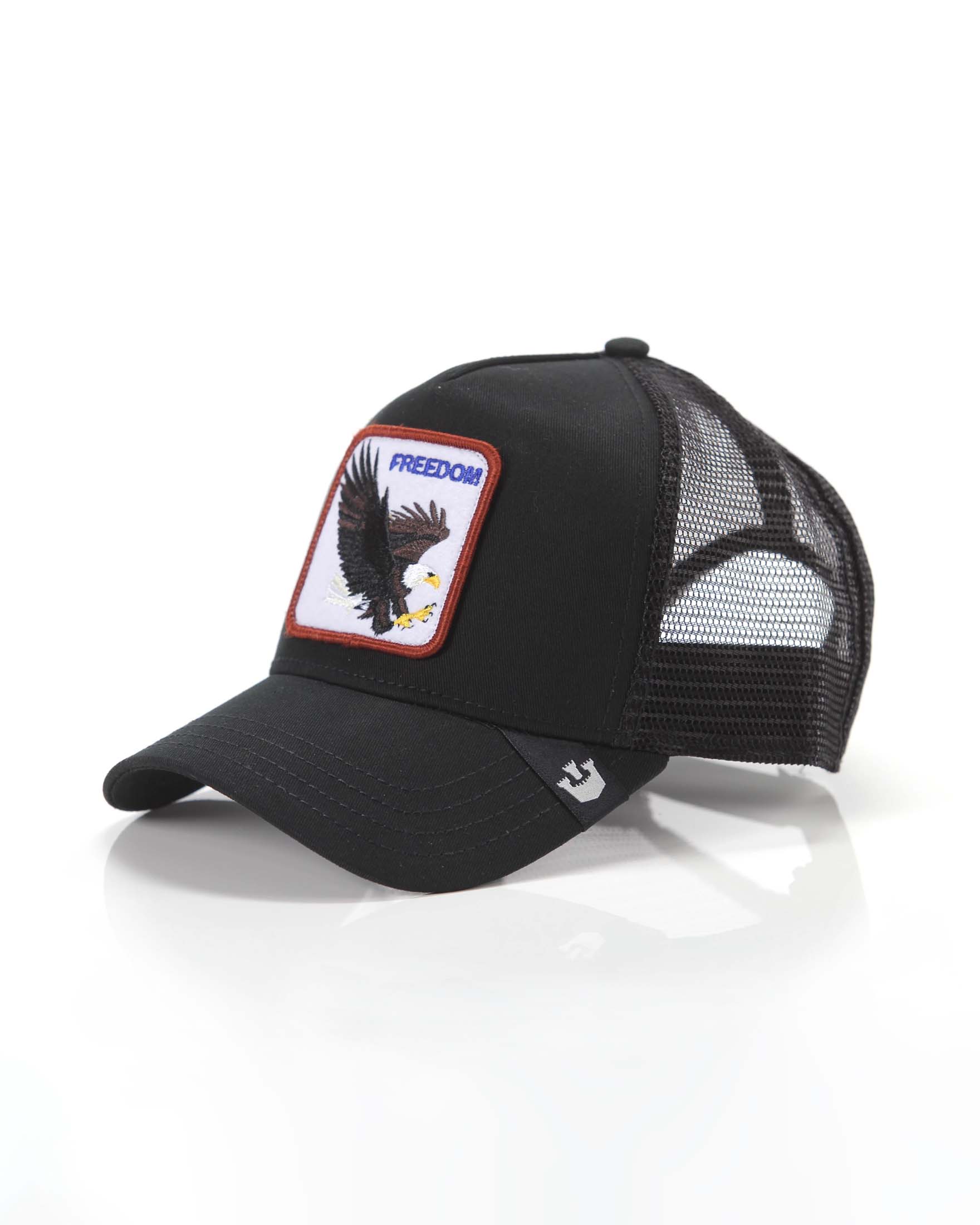 Berretto Freedom Eagle trucker nero con frontino e patch aquila