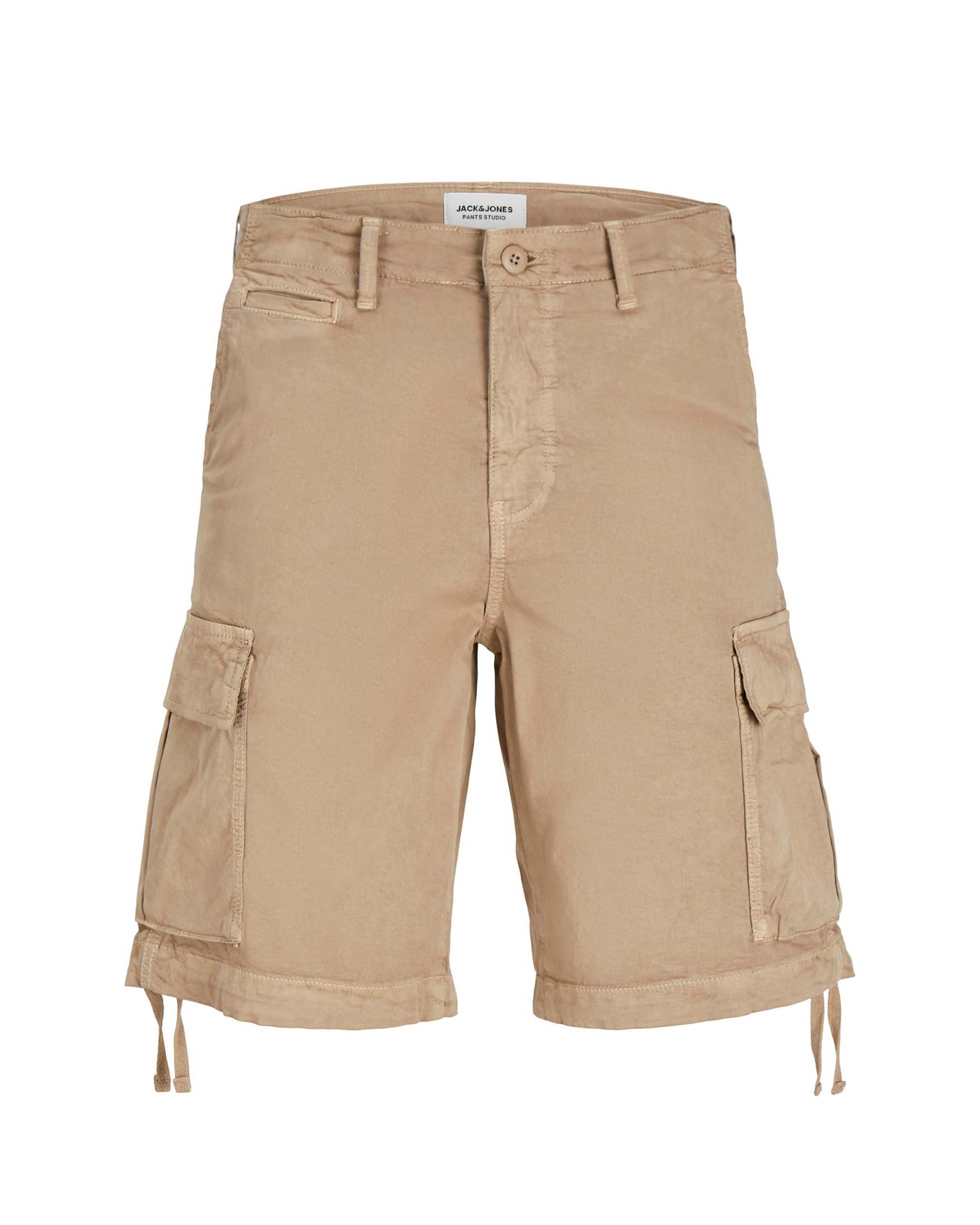 Bermuda cargo color cammello loose-fit in puro cotone con laccetti annodabili al fondo