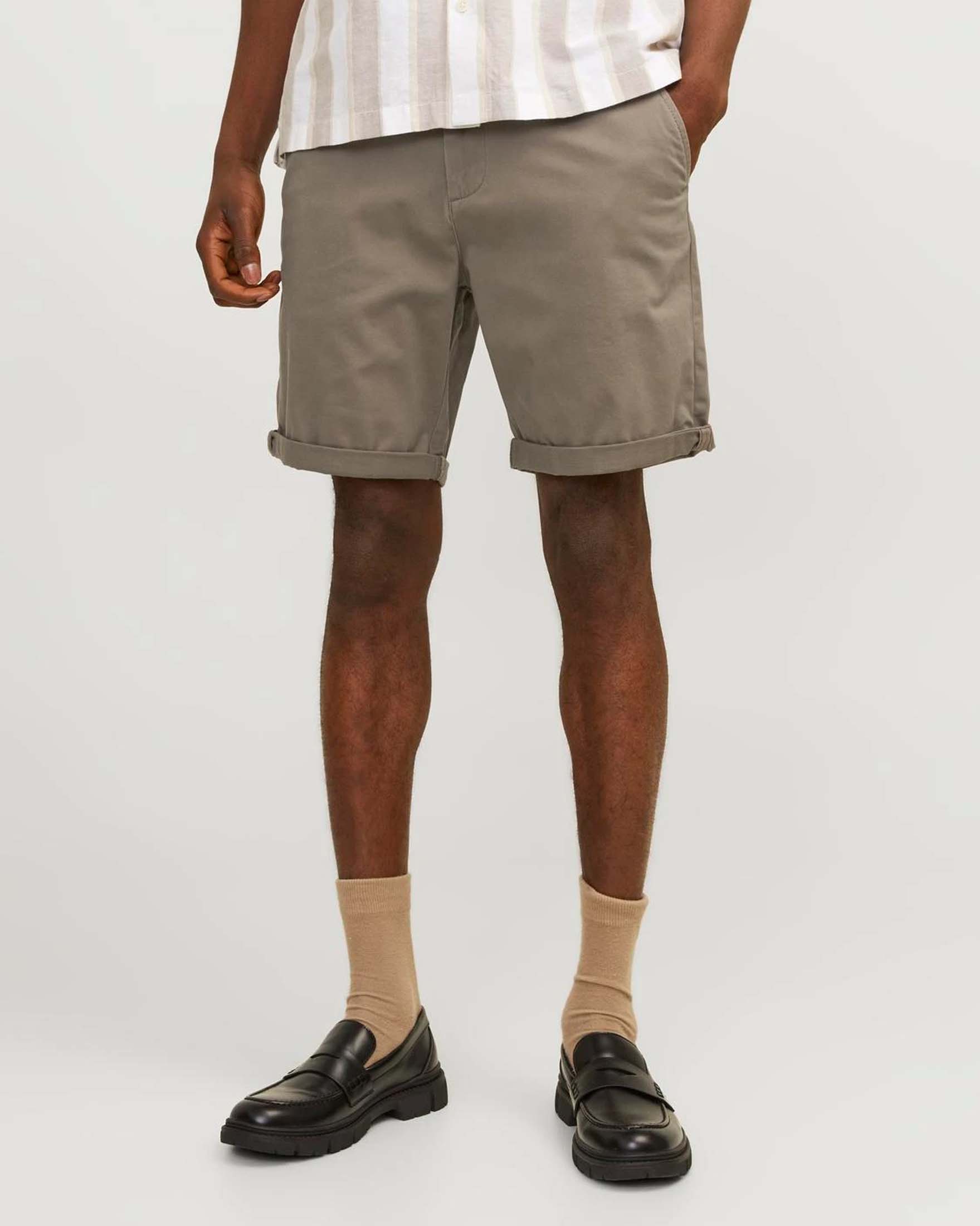 Bermuda fango in gabardina di cotone stretch regular-fit