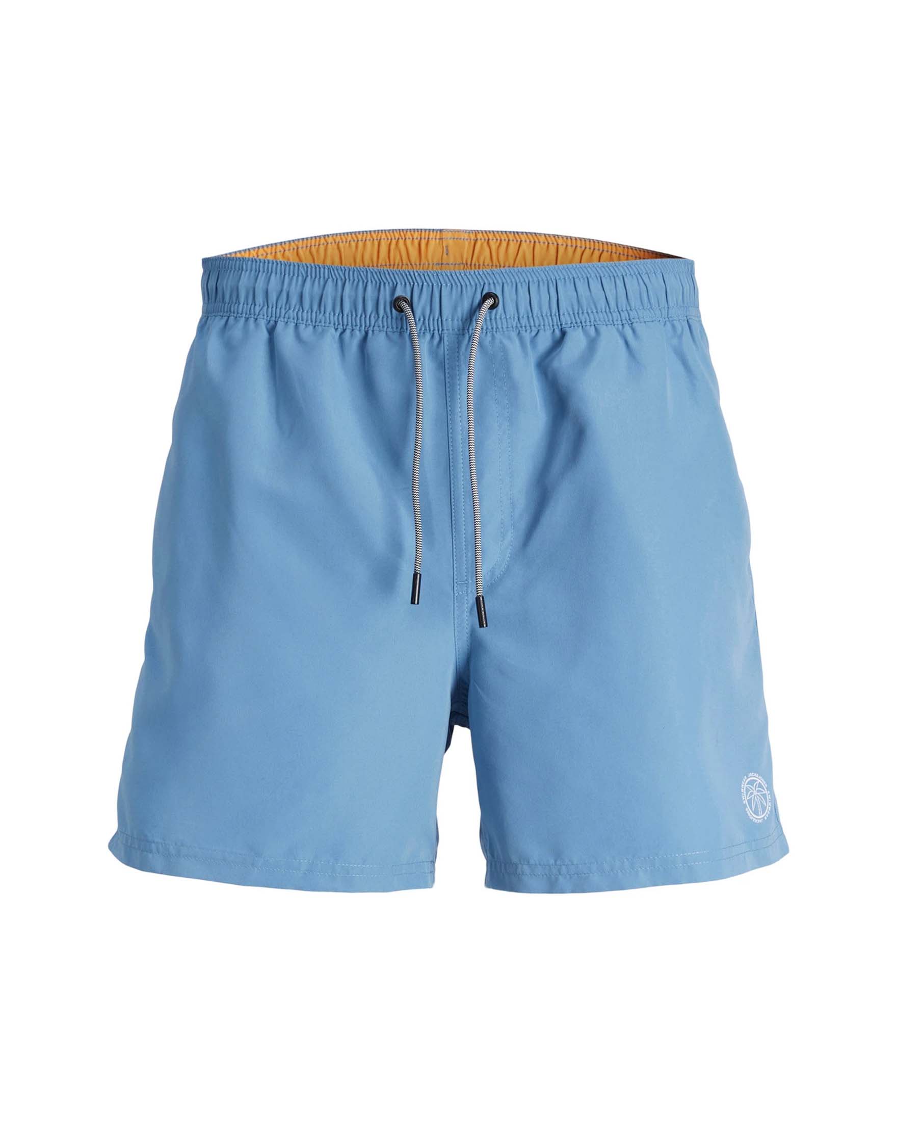 Boxer mare celeste con logo bollo piccolo con palma regular-fit
