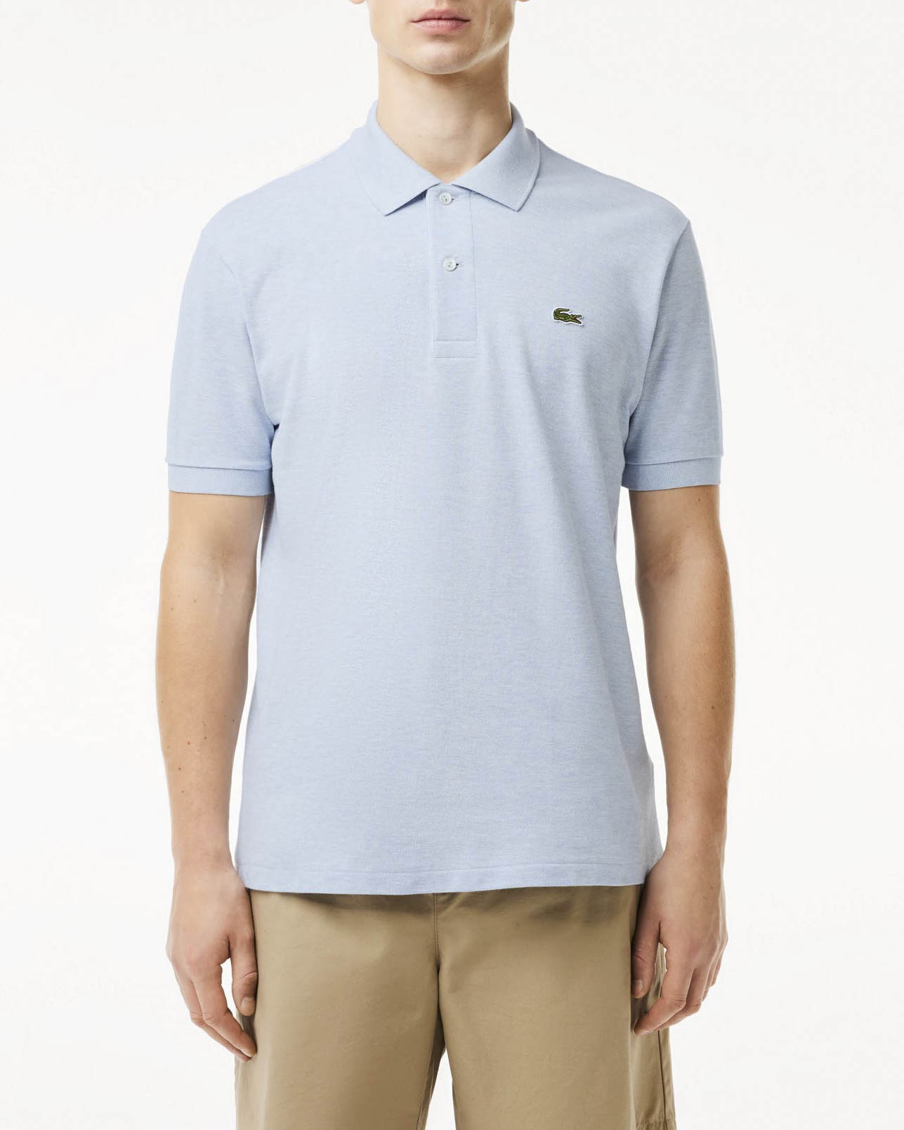 Polo Lacoste azzurro melange classic fit L.12.64 in petit piqué