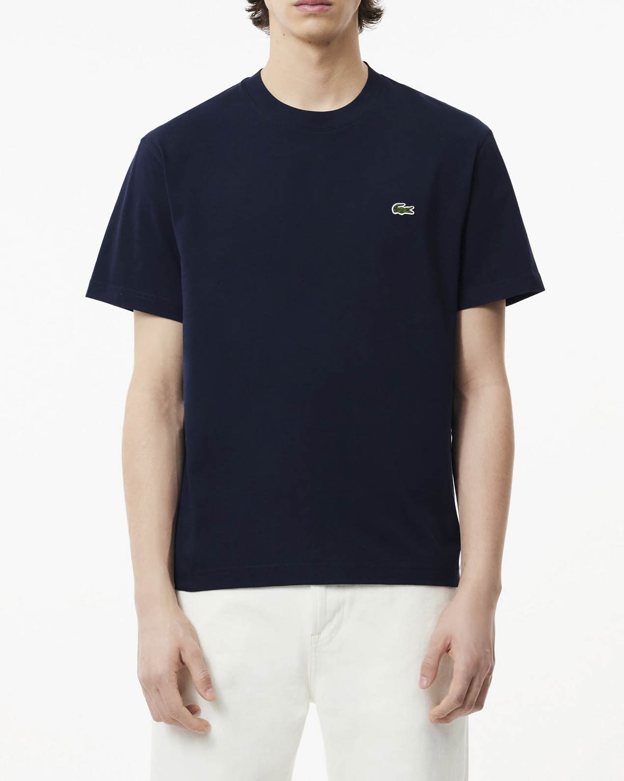 T-shirt Lacoste blu mezza manica in puro cotone classic-fit