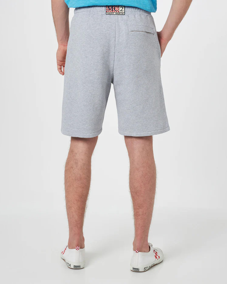 Bermuda grigio MC2 Saint Barth in felpa di cotone con logo ricamato sul fondo image