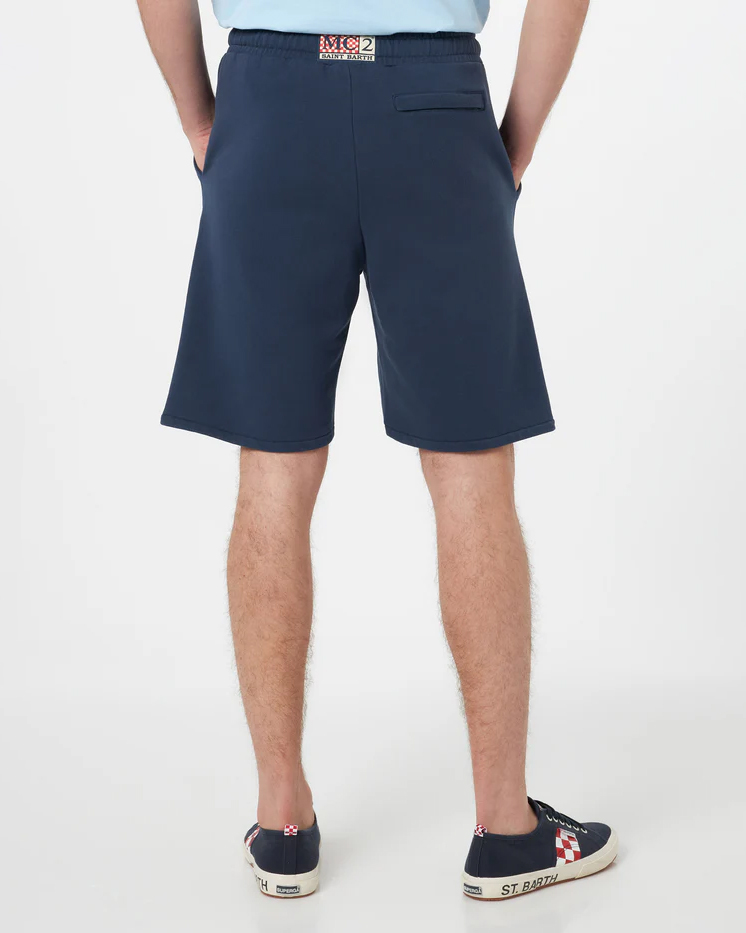 Bermuda blu MC2 Saint Barth in felpa di cotone con logo ricamato sul fondo image