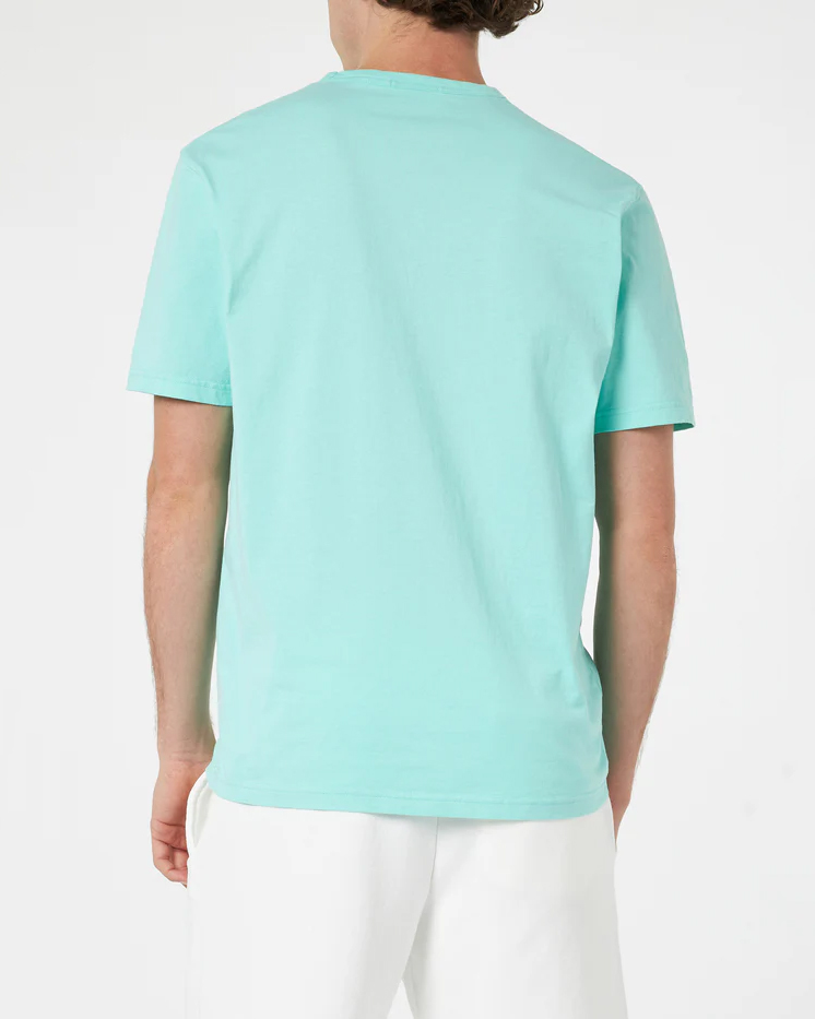 T-shirt MC2 Saint Barth color acqua mezza manica con logo scritta ricamata in tono sulla manica image