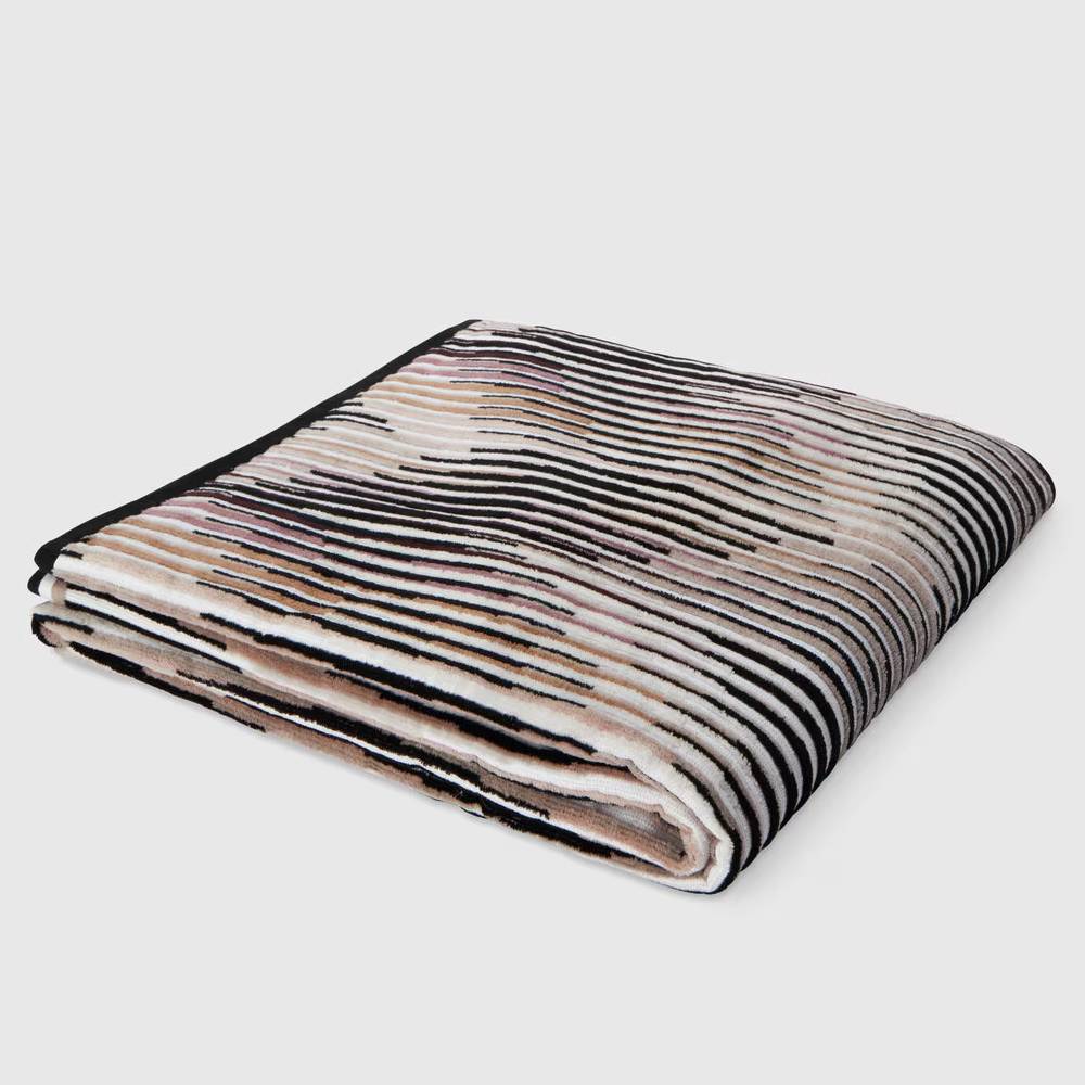 Missoni Home Bathroom | Arpeggio hazelnut striped shower towel 100x150