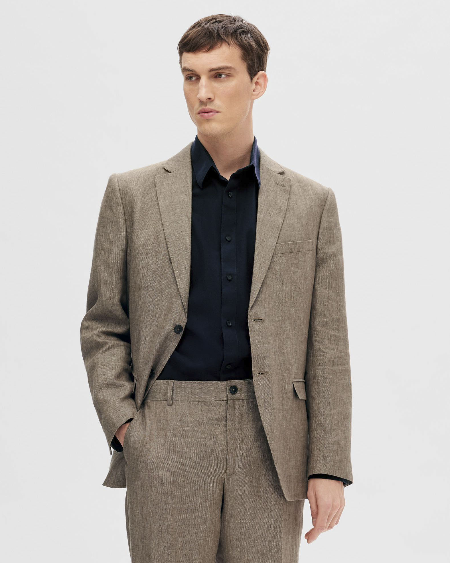 Blazer noce in tela di puro lino con chiusura monopetto