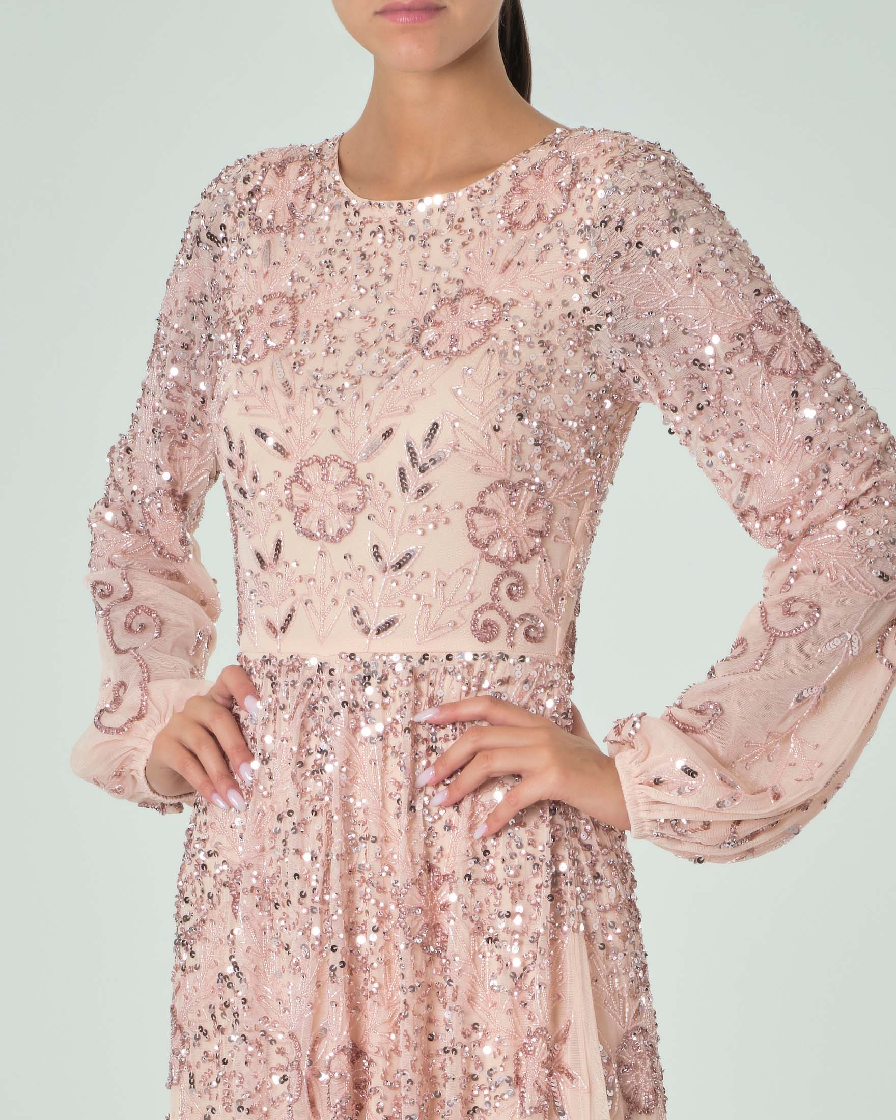 Abito lungo rosa clearance