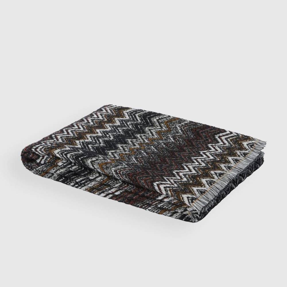 Missoni Home FOREST plaid with fringes 130x195 cm black chevron