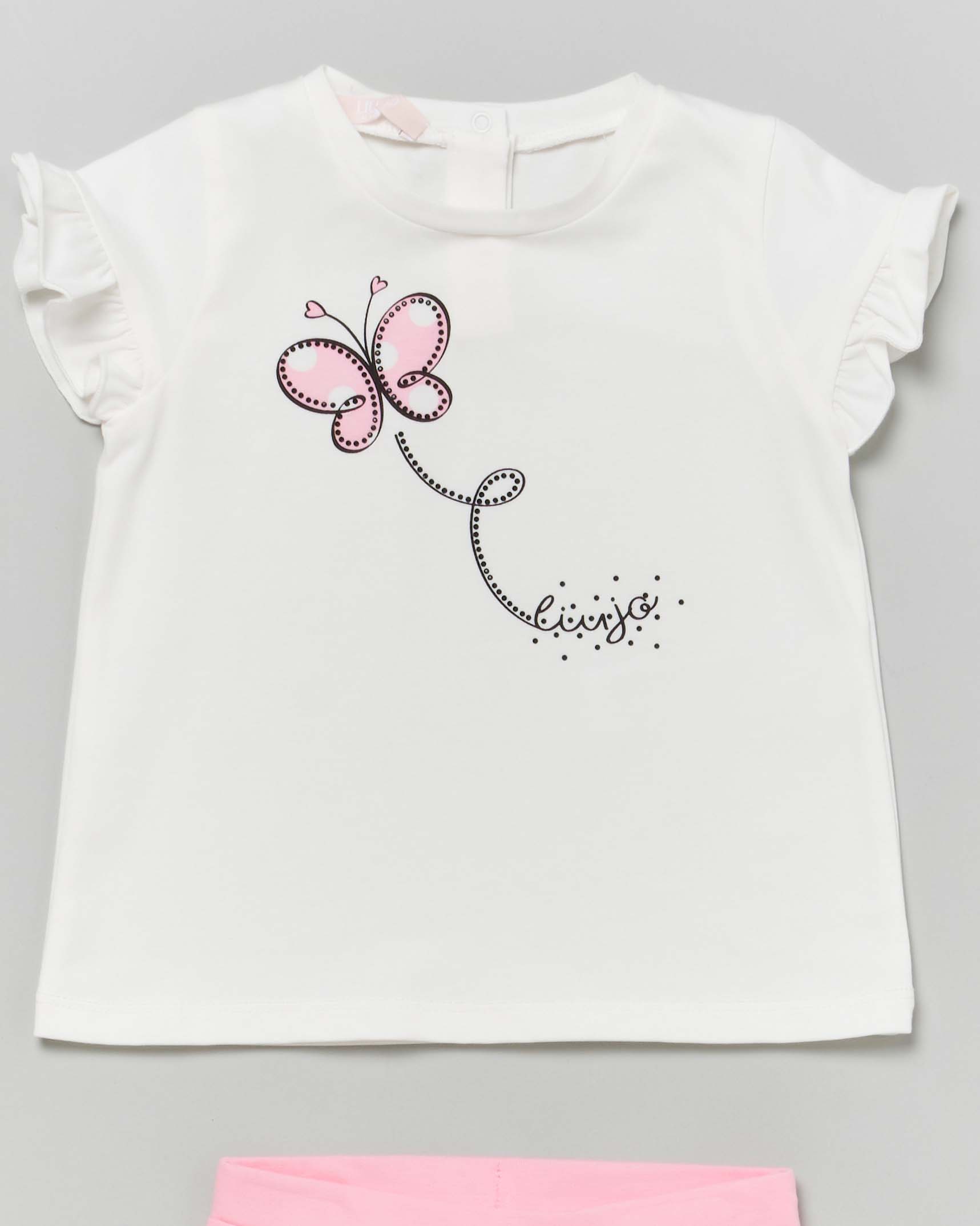 Completo in cotone stretch Liu-Jo composto da t-shirt bianca e leggins rosa  image