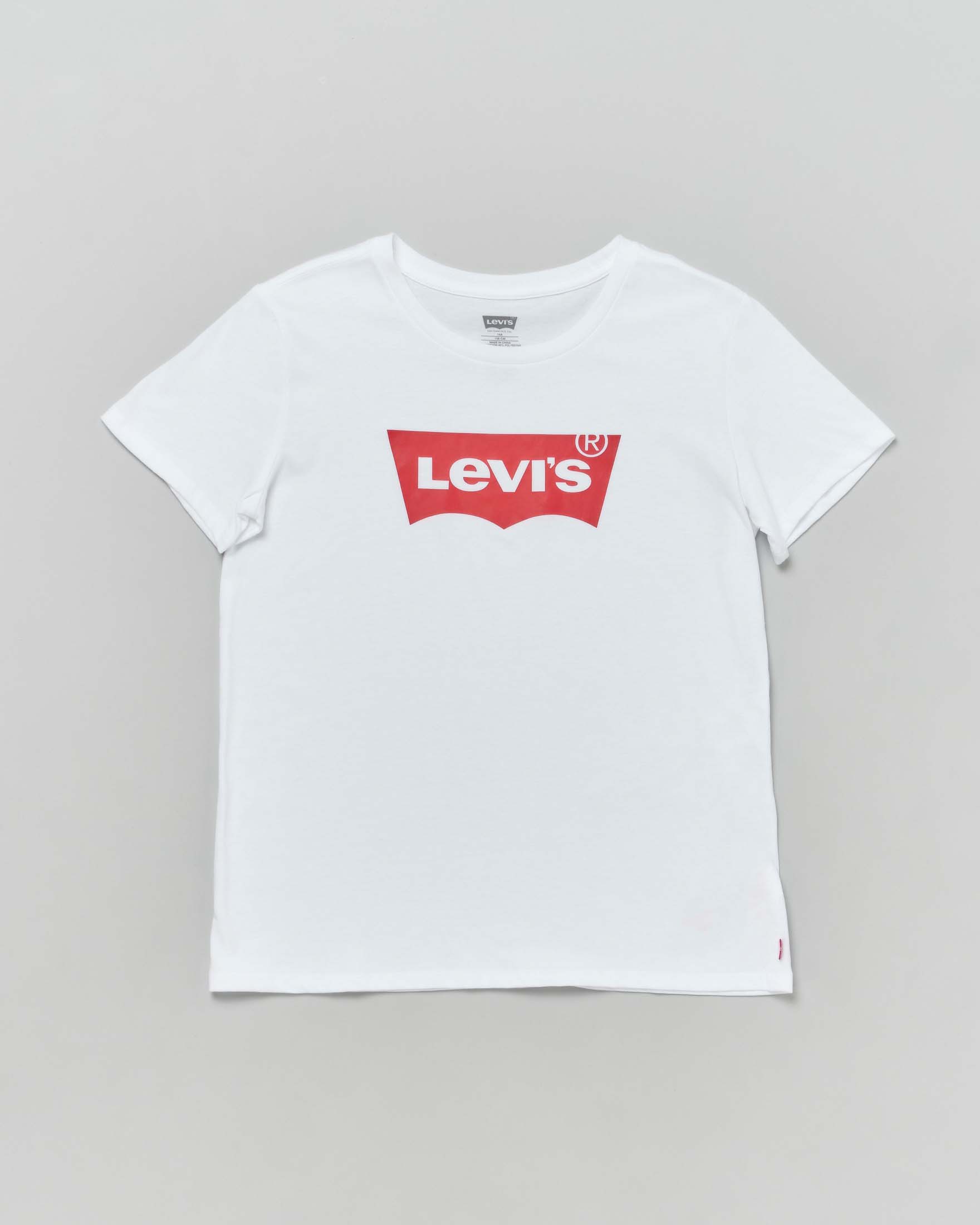 T-shirt Levi's bianca a maniche corte con logo batwing rosso 