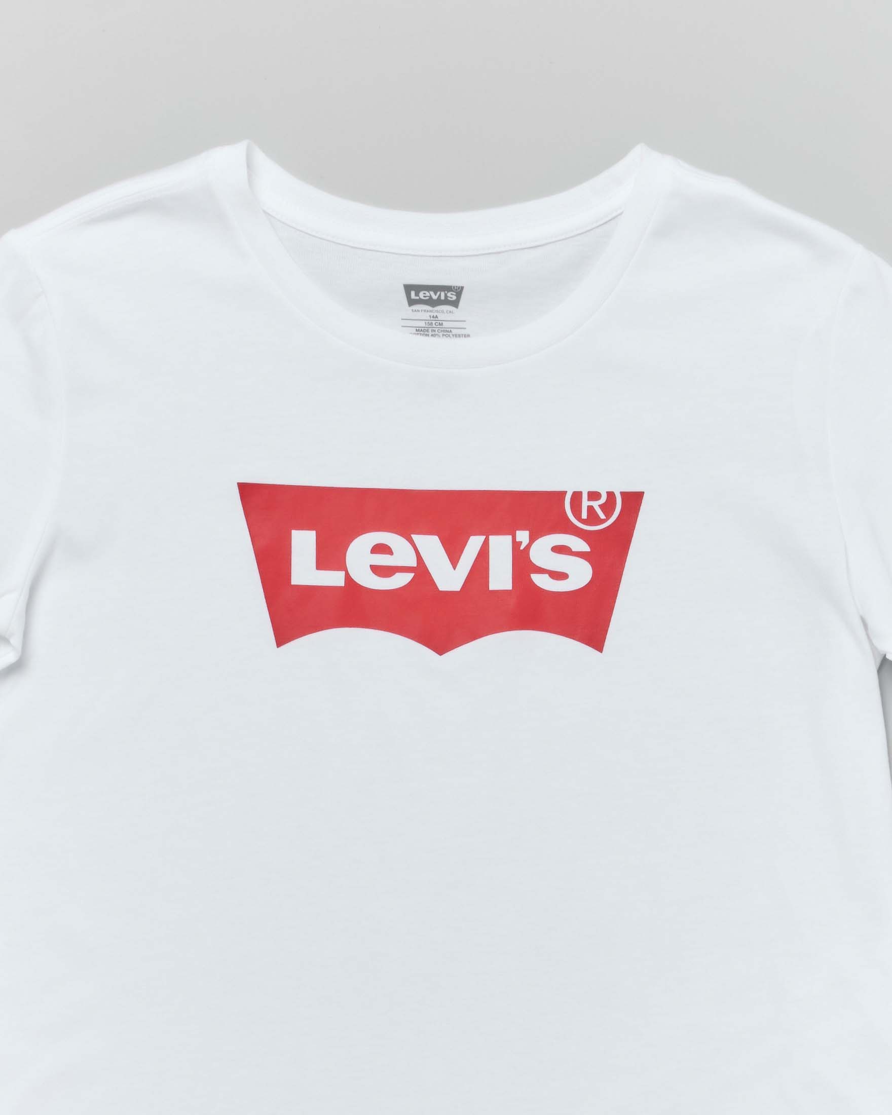 T-shirt Levi's bianca a maniche corte con logo batwing rosso 