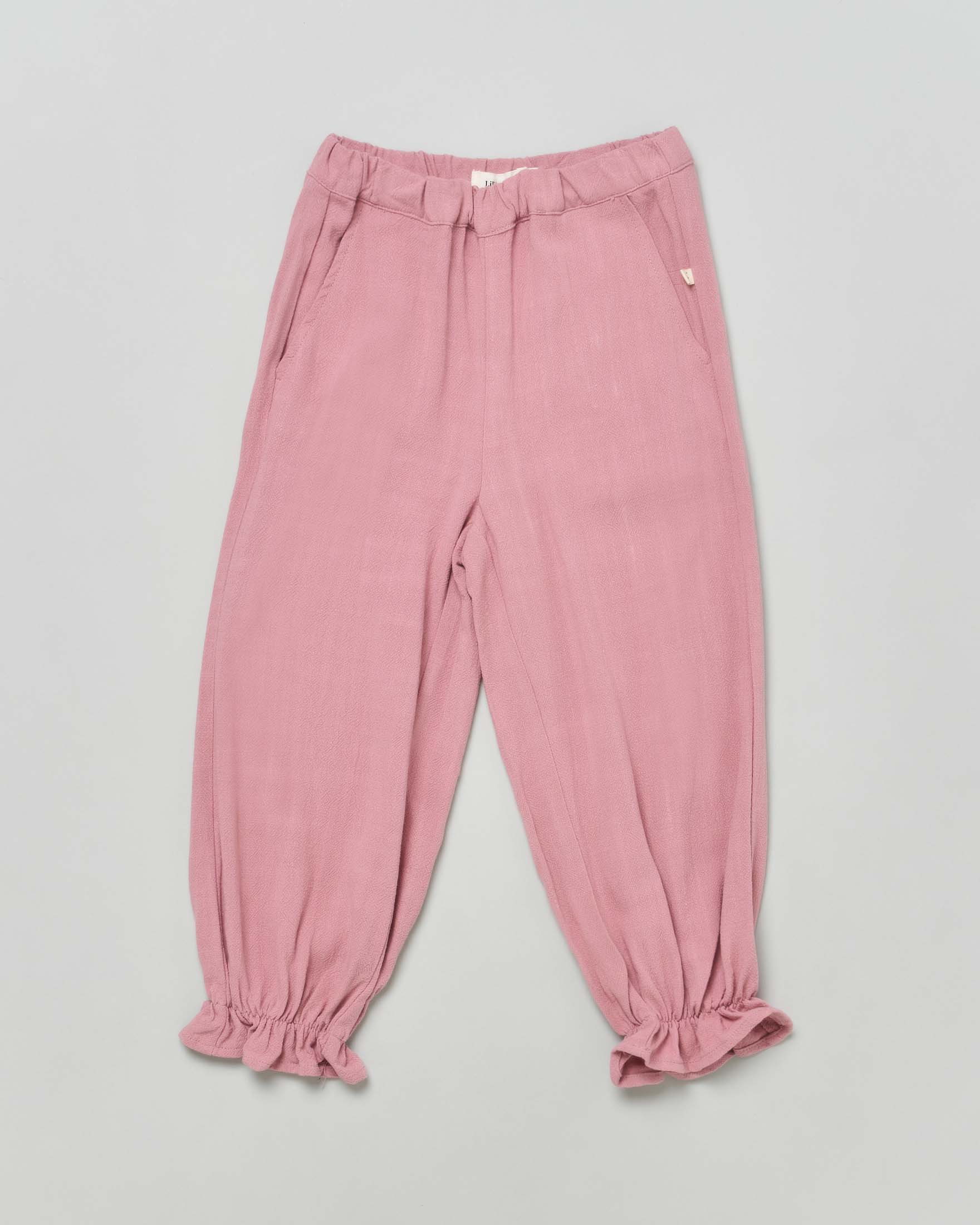 Pantaloni baggy malva in lino e viscosa