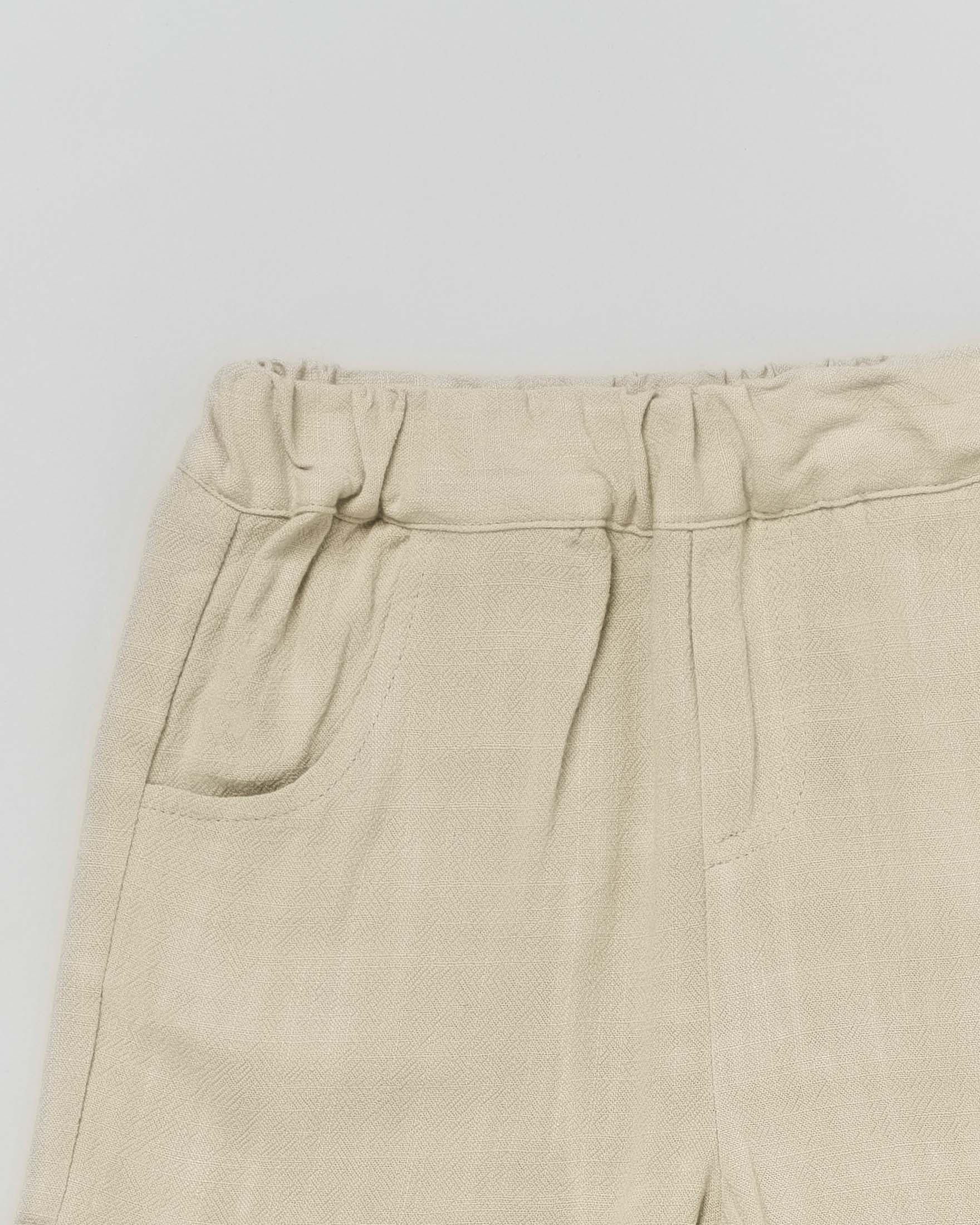 Bermuda salvia in lino e viscosa con vita elasticizzata  image