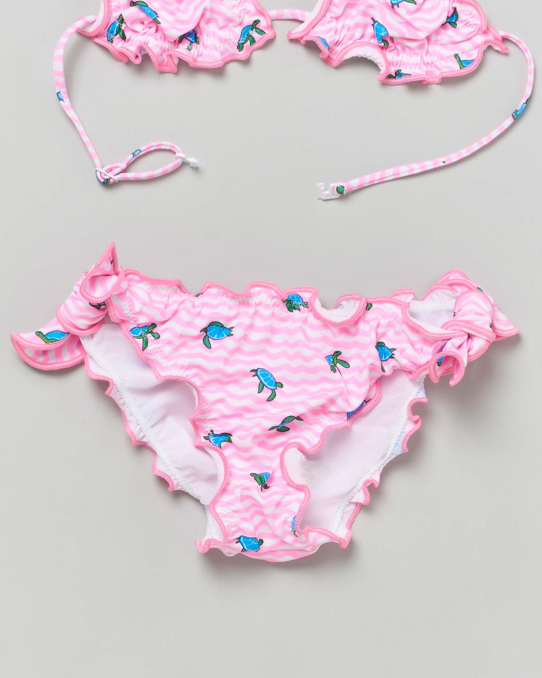 Bikini Cris MC2 Saint Barth a triangolo in fantasia a onde rosa con stampa tartarughe colorate  image
