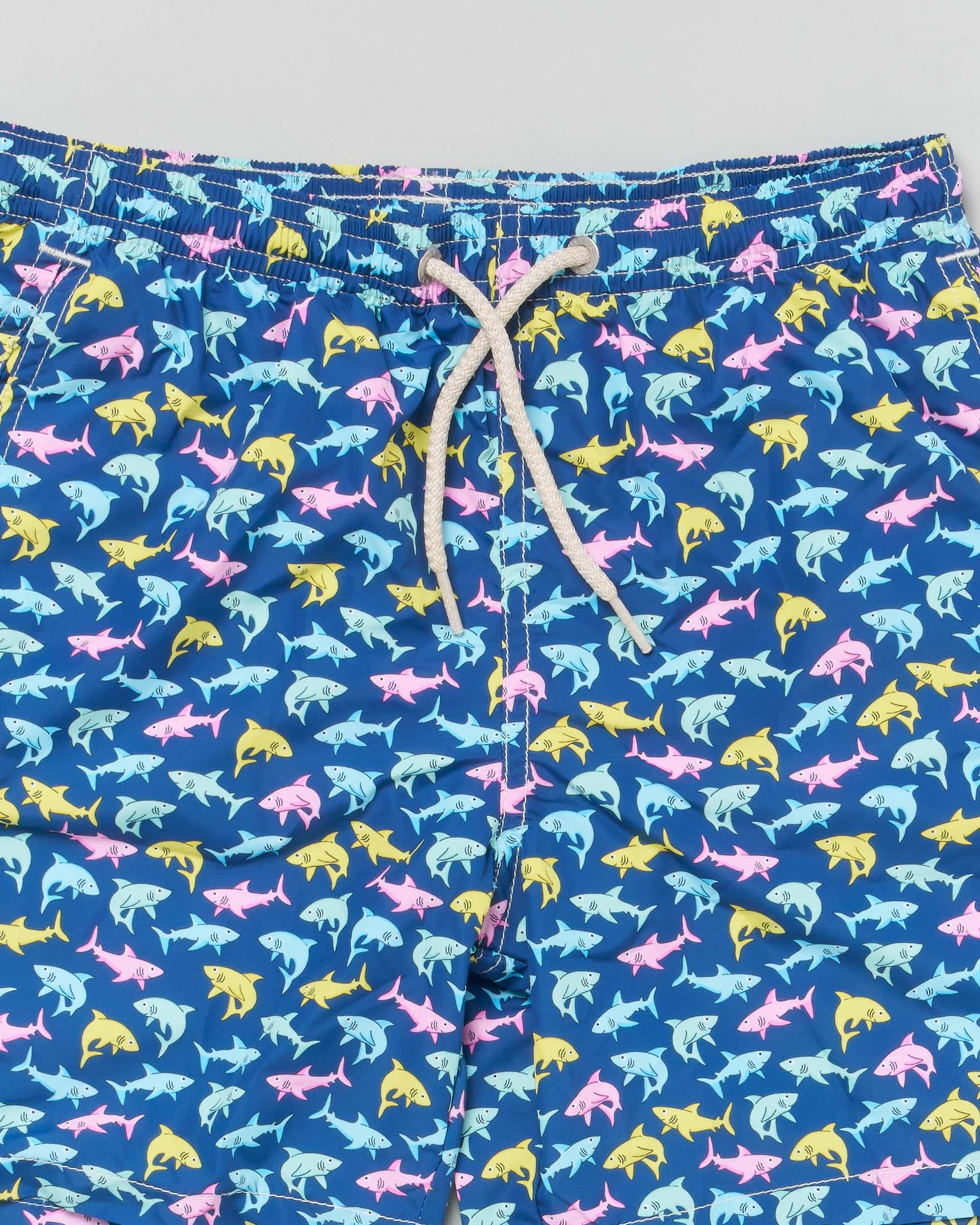 Boxer mare MC2 Saint Barth blu con stampa squali colorati e coulisse   image