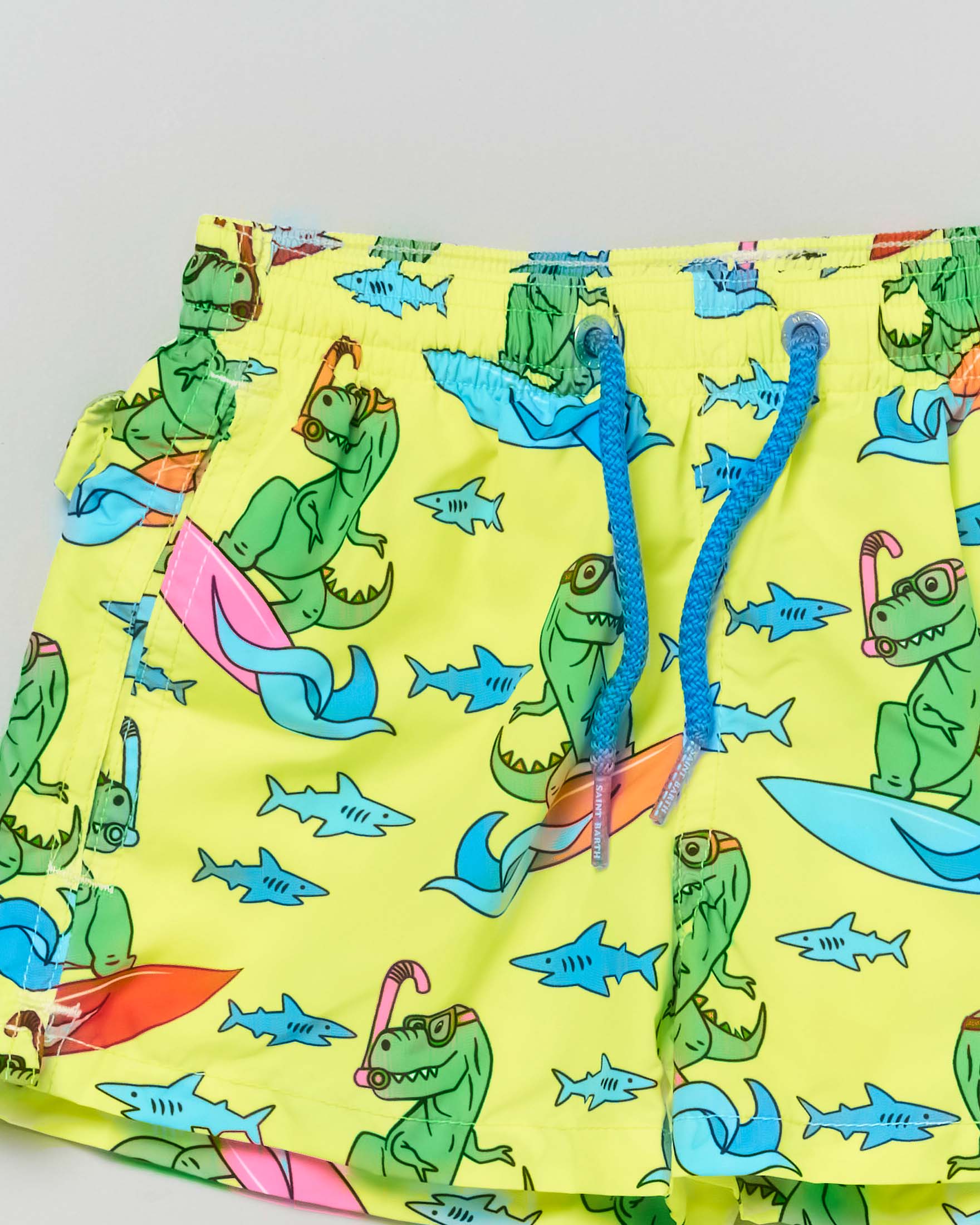 Boxer mare giallo MC2 Saint Barth con stampa dinosauro surf e squaletti  image