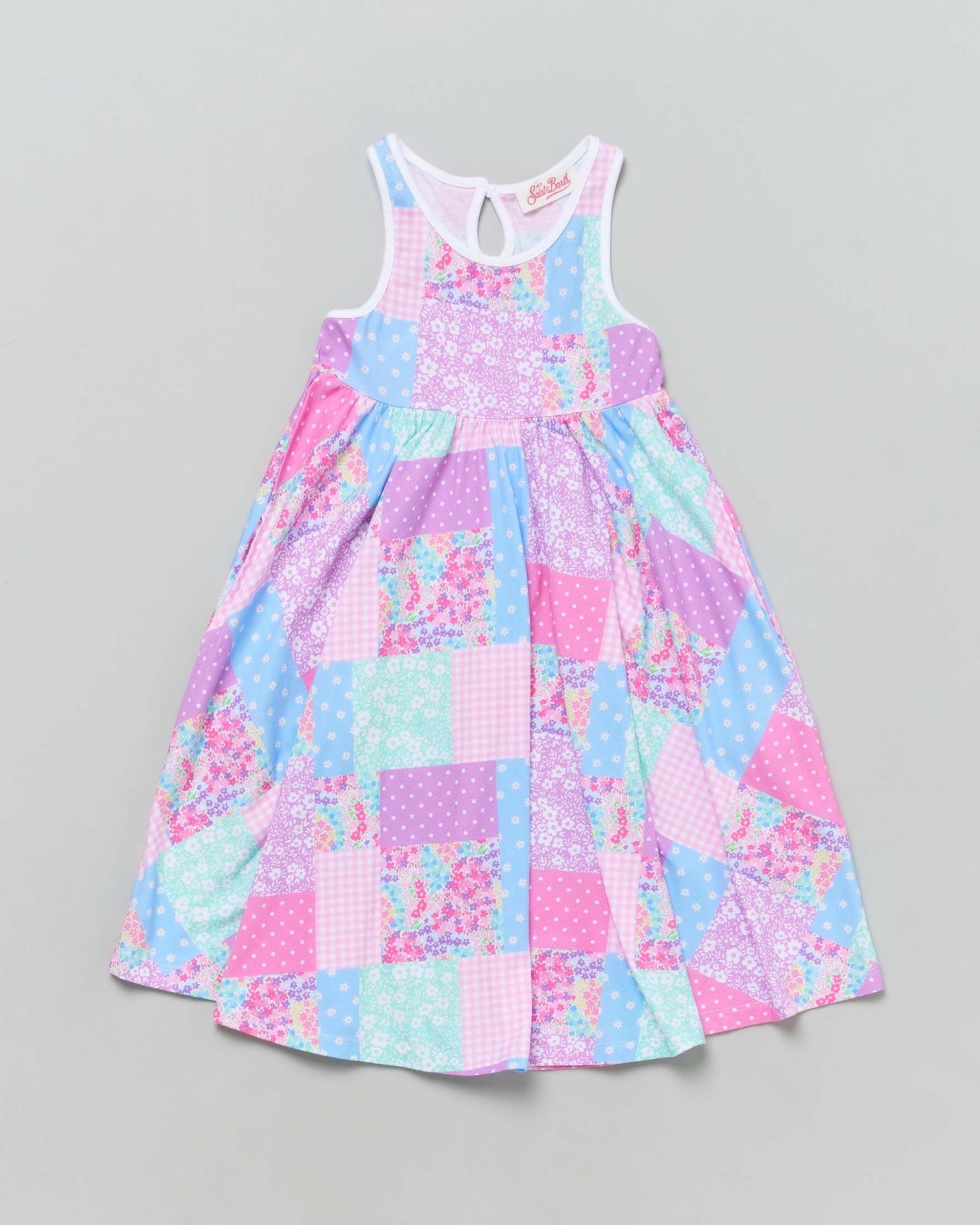 Abito copricostume MC2 Saint Barth a canotta in cotone a fantasia patchwork floreale multicolor 