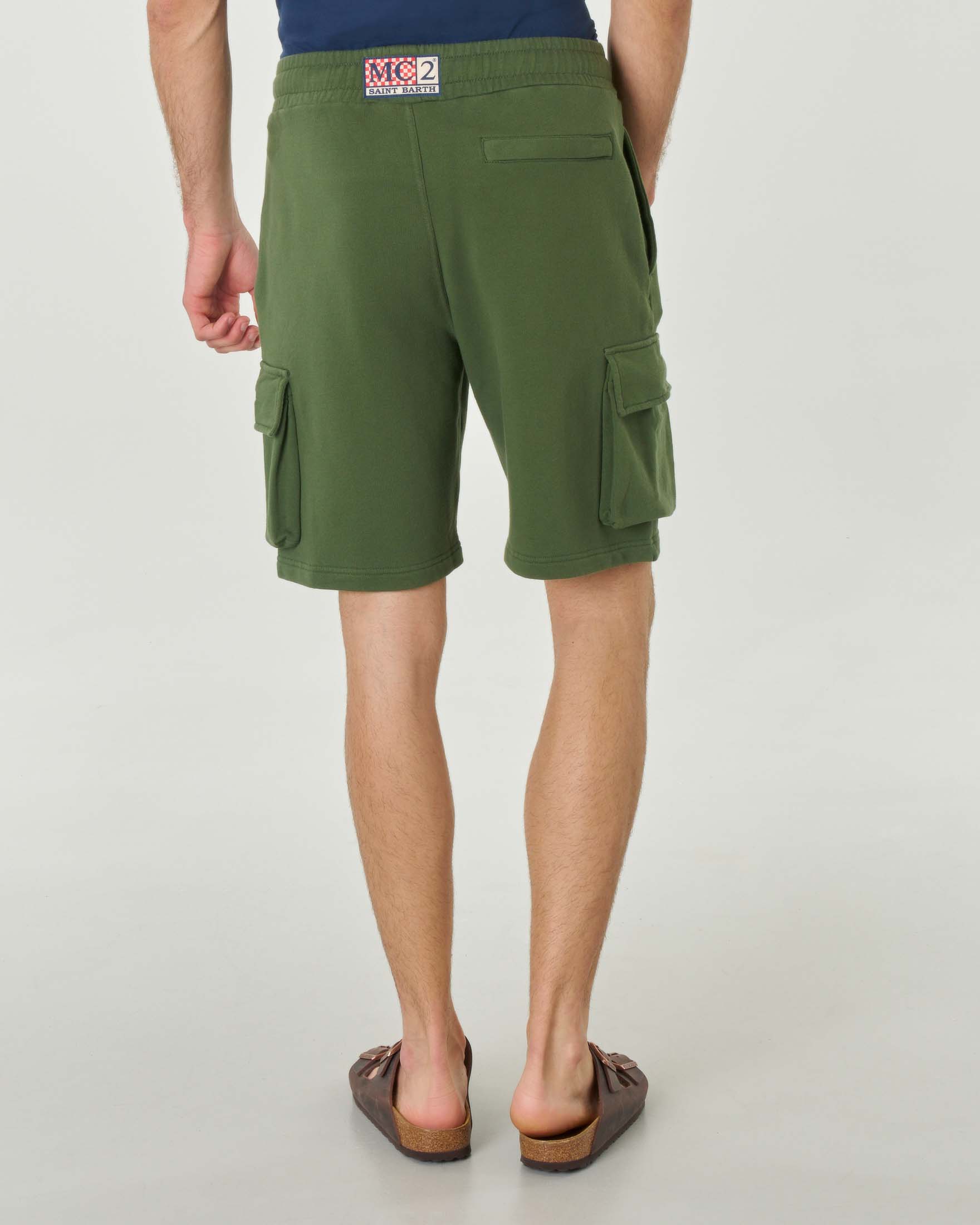 Bermuda cargo MC2 Saint Barth verde militare in felpa di puro cotone image