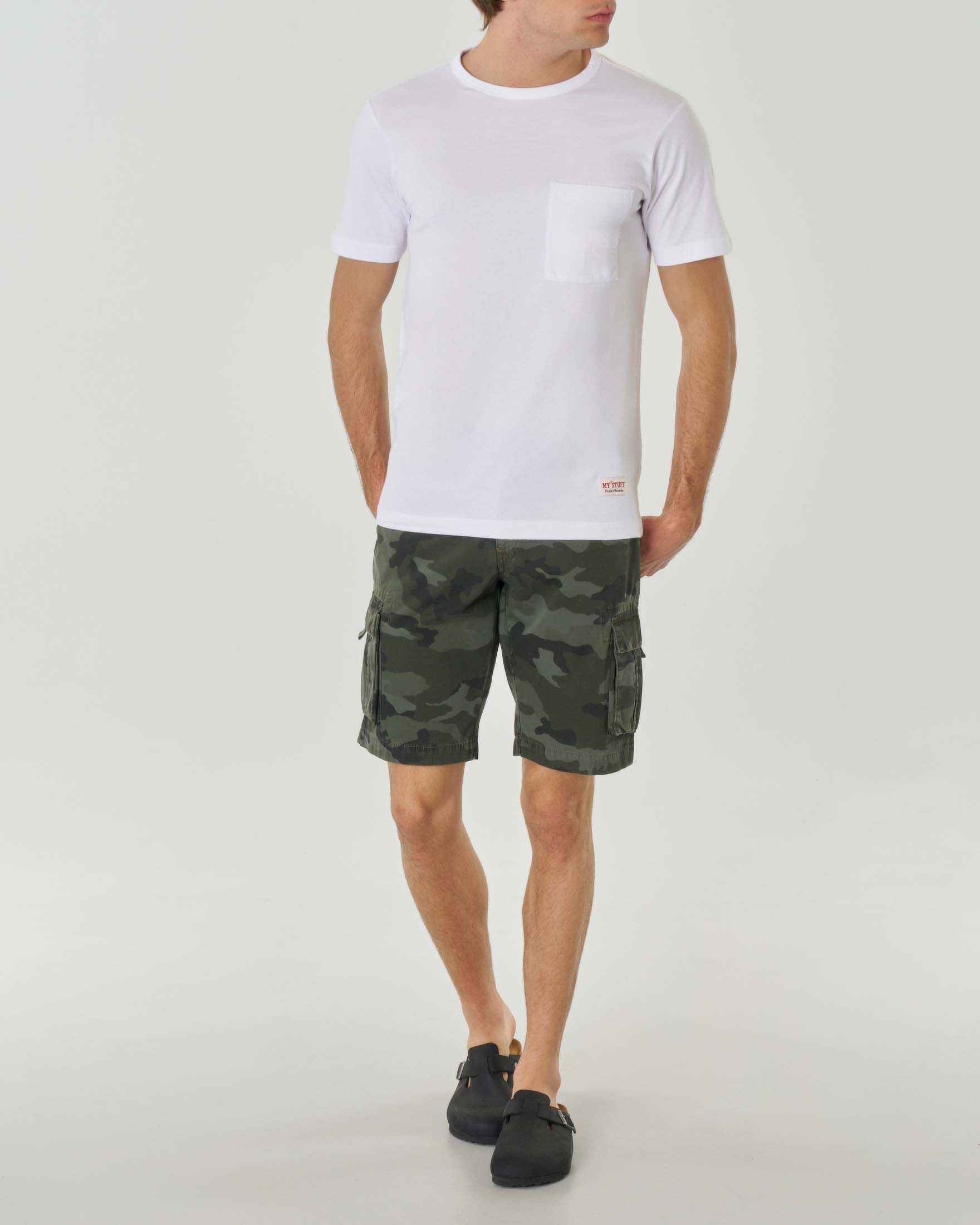 T-shirt bianca mezza manica in pima cotton con taschino