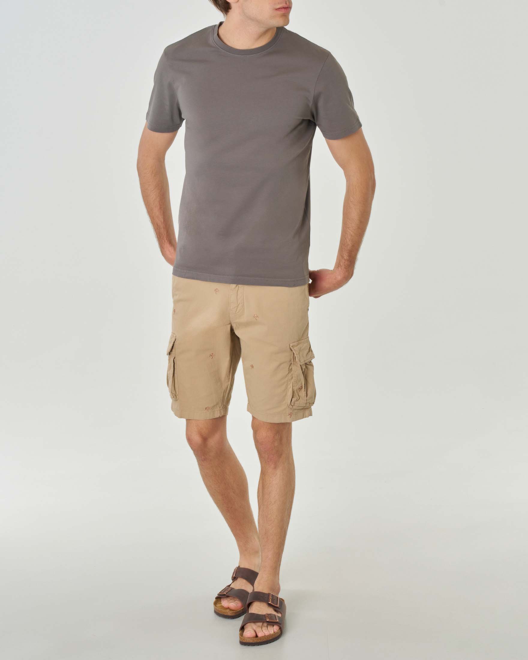 T-shirt grigio antracite mezza manica in puro cotone