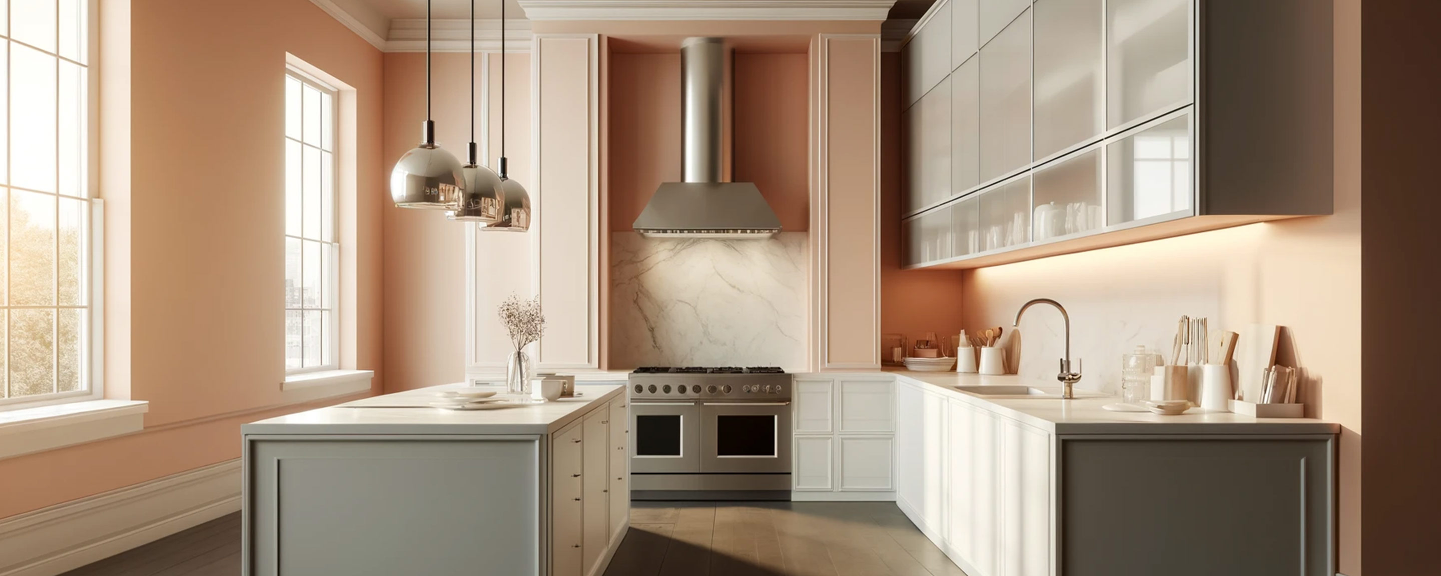 Pareti della cucina color pesca? Abbinamenti e consigli