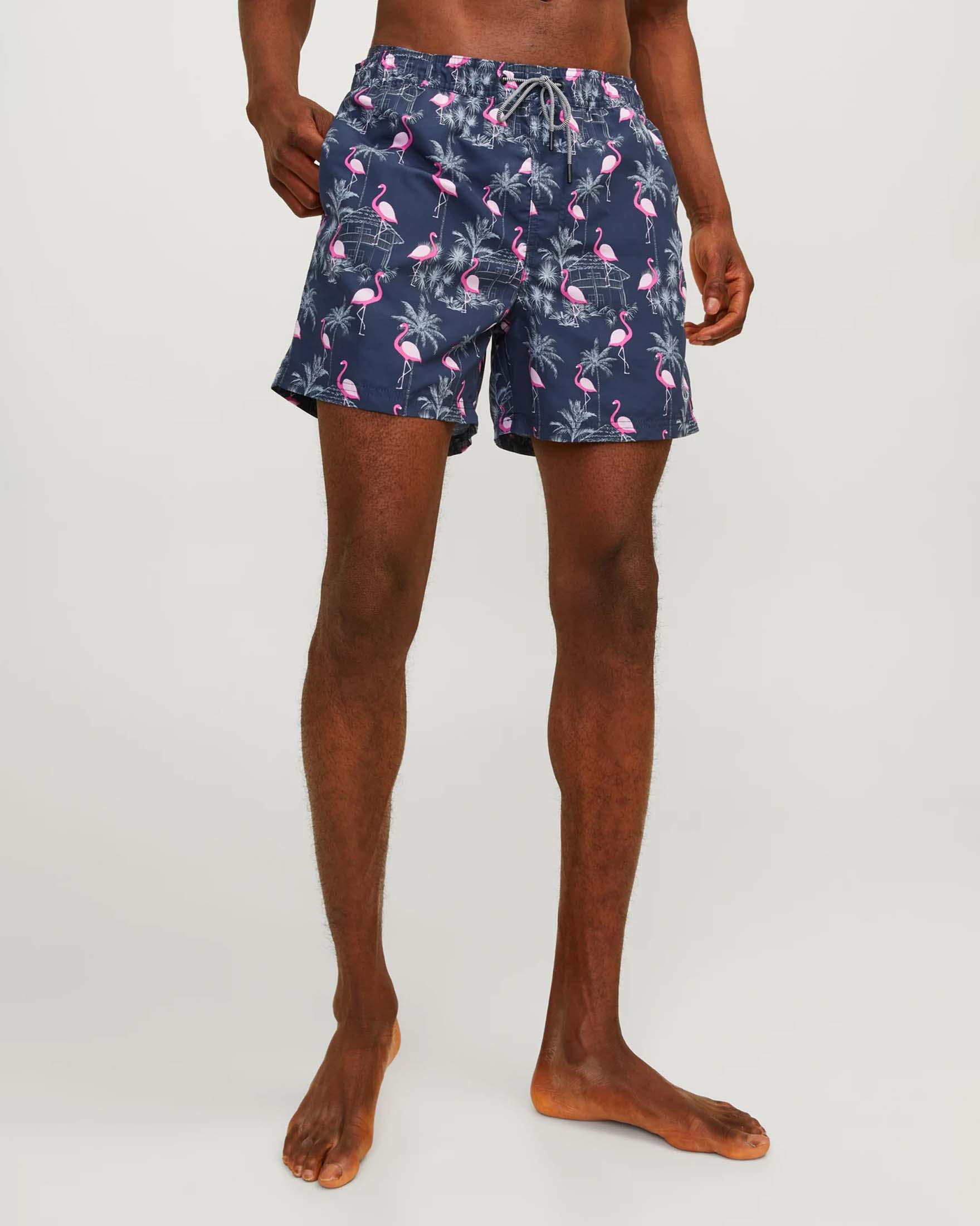 Boxer mare blu con fantasia fenicotteri rosa