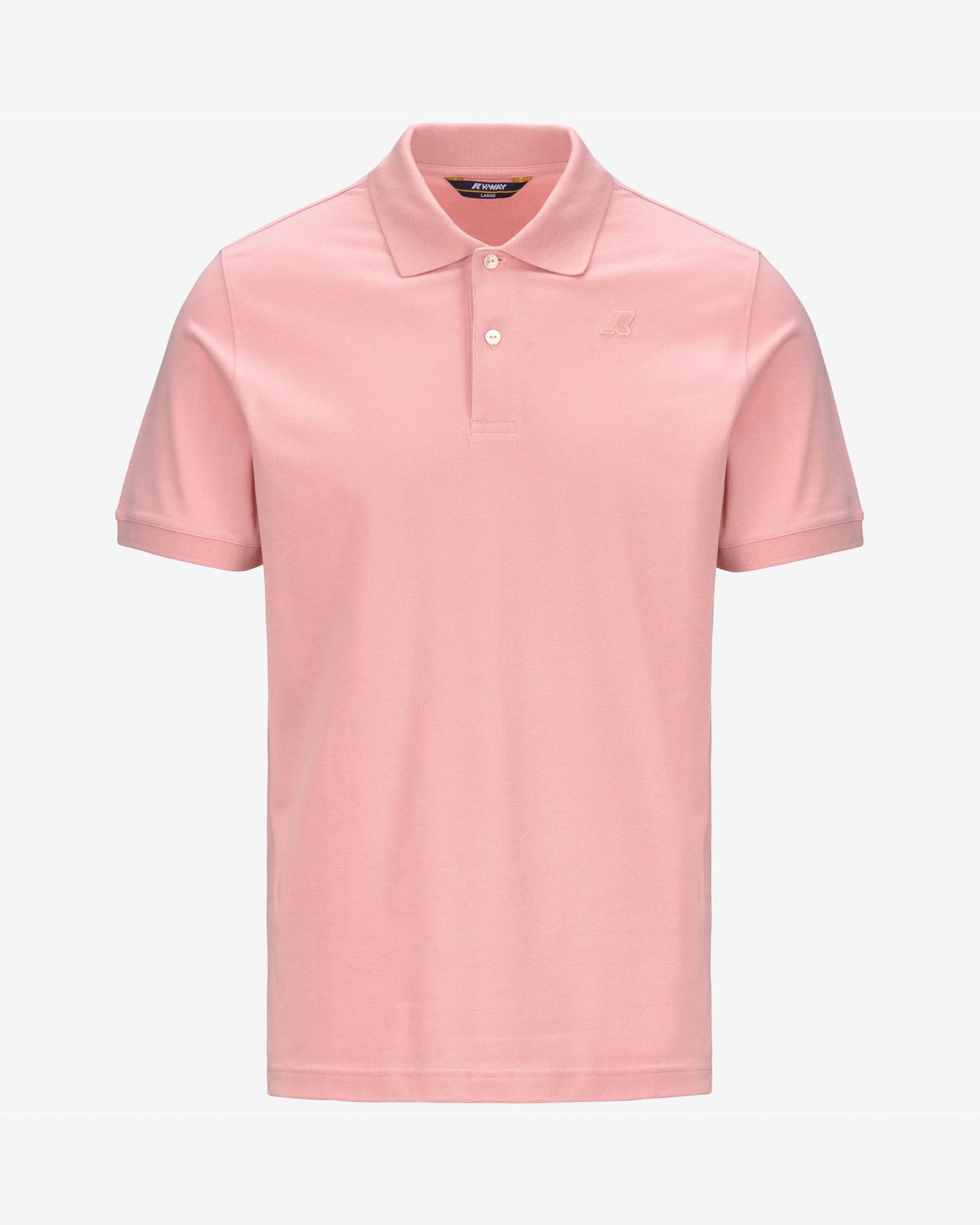 Polo rosa mezza manica in micro piquè di cotone stretch