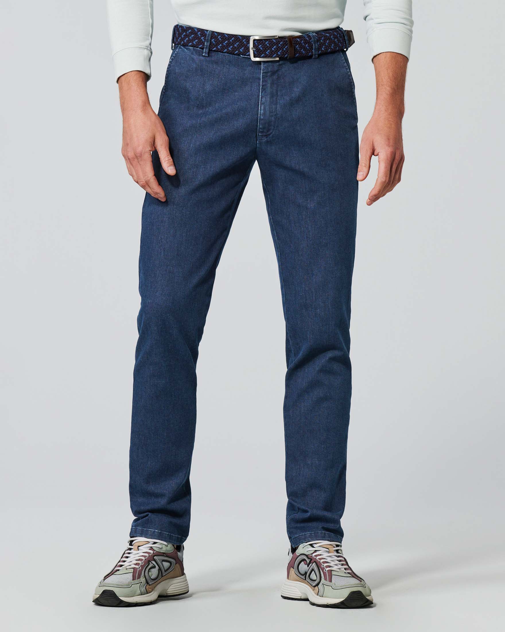 Pantalone chino in denim di cotone stretch lavaggio medio stone washed