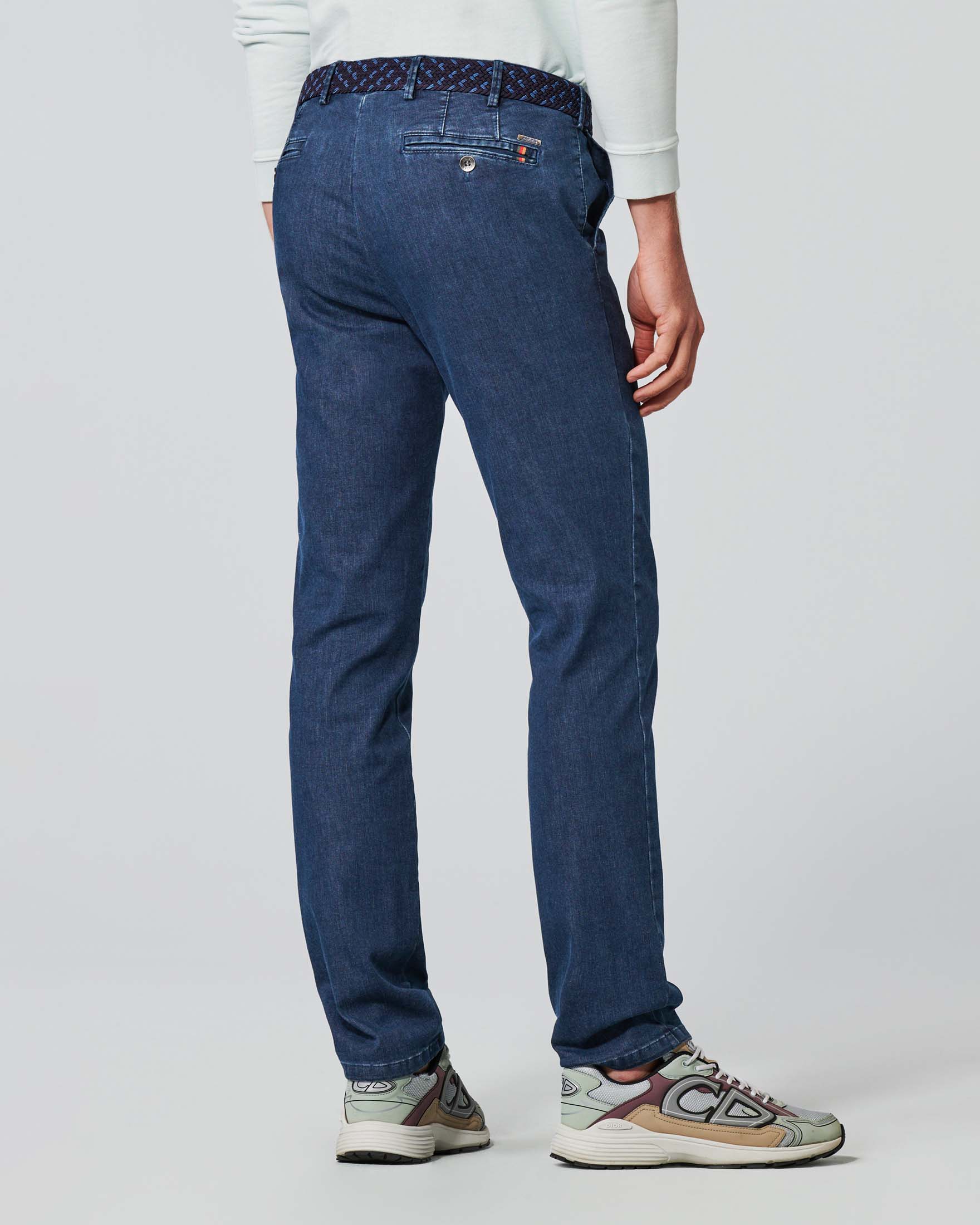 Pantalone chino Meyer in denim di cotone stretch lavaggio medio stone washed image