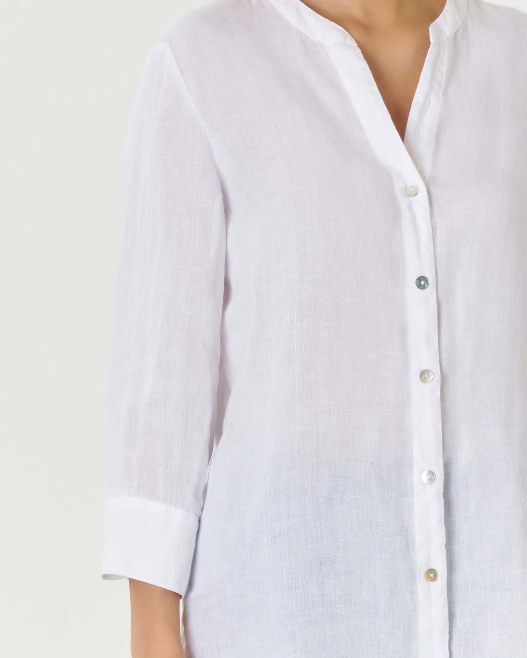 Camicia Lino Bianca Coreana Camicia Donna Camicia Alla Coreana