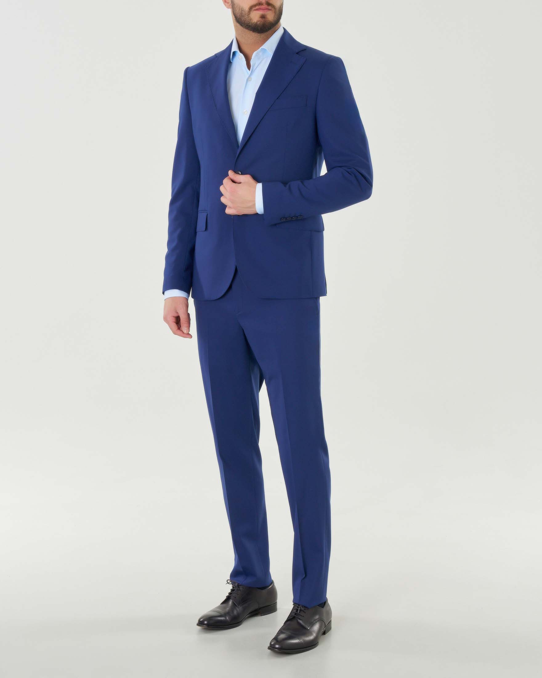 Abito blu royal in tela di lana stretch