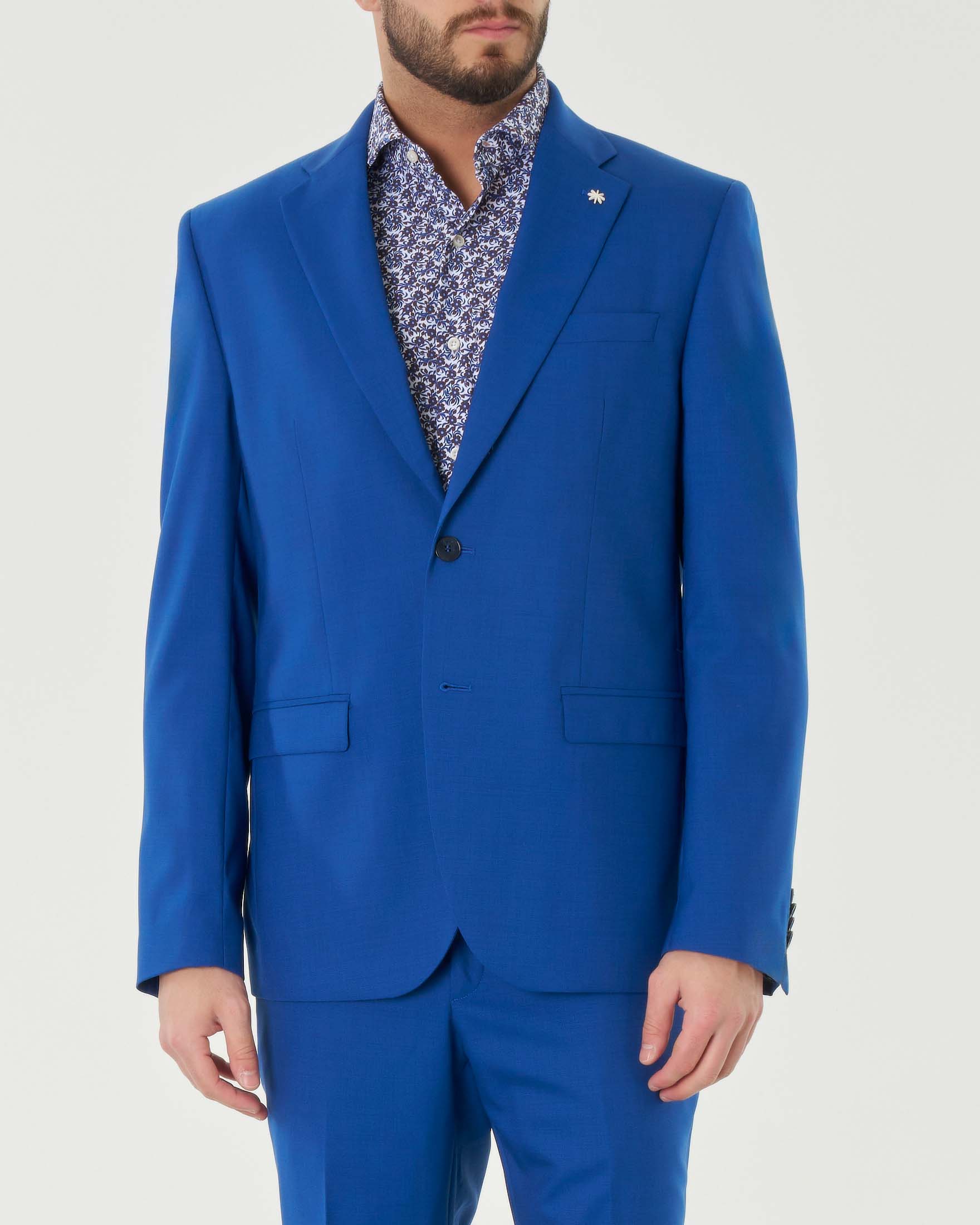 Abito blu royal in tela di lana stretch fil à fil image