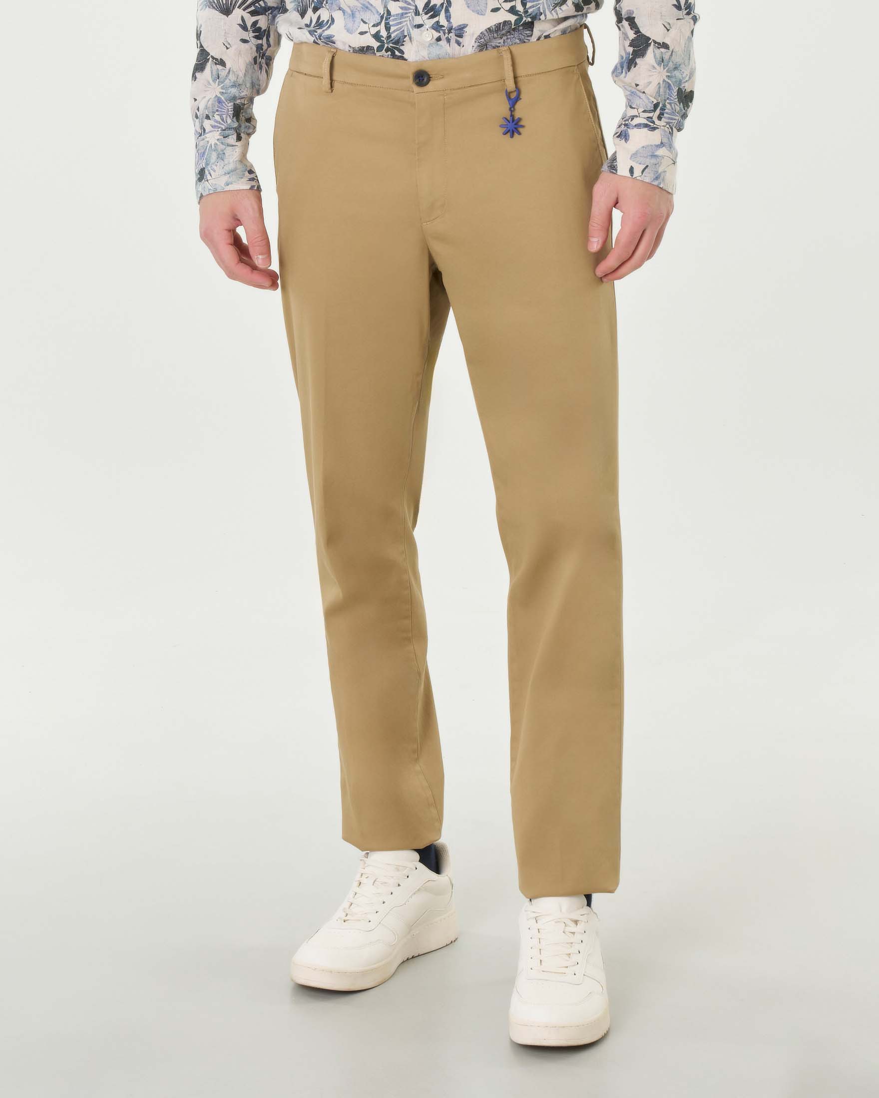 Pantalone chino cammello in cotone stretch