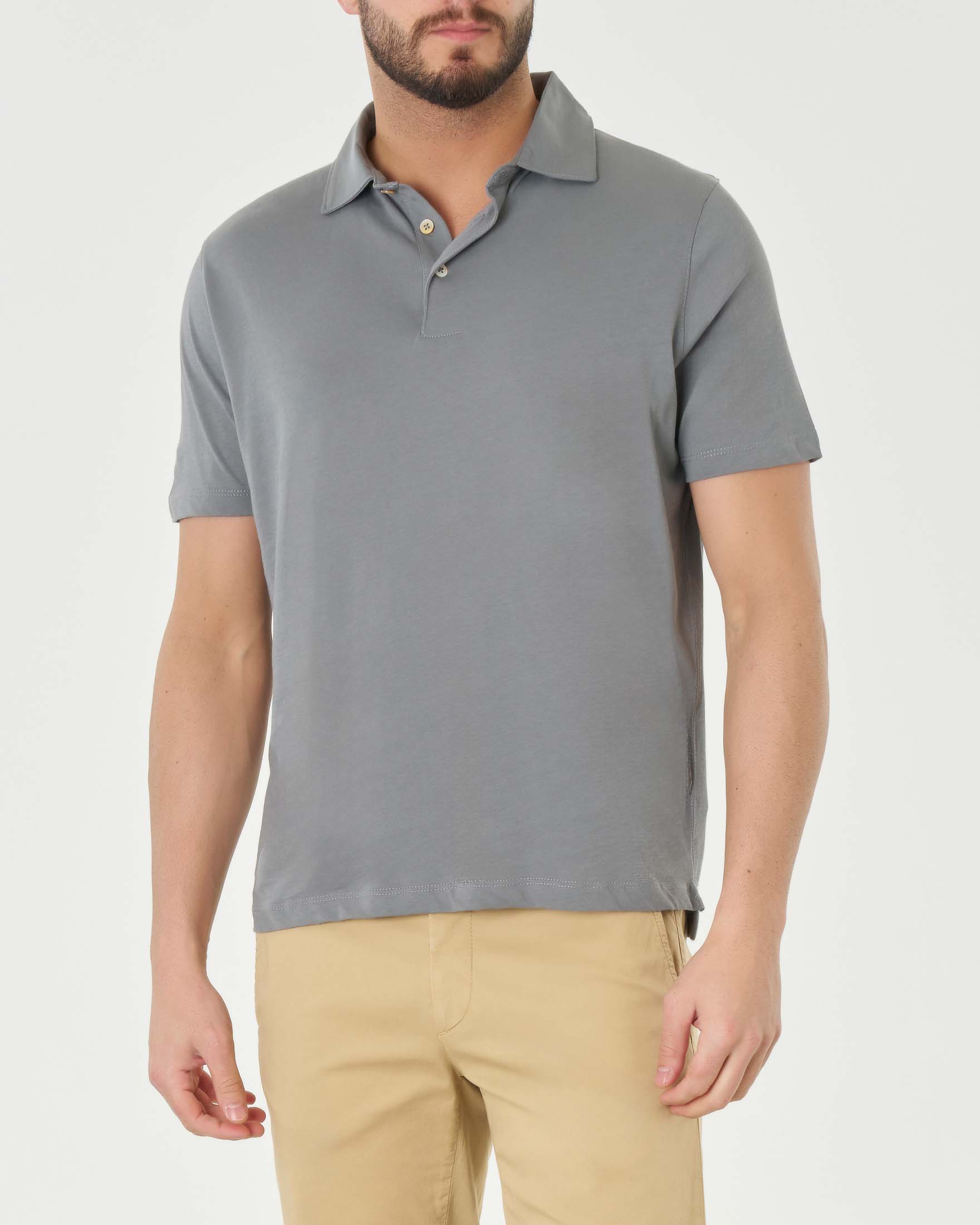 Polo grigia mezza manica in pima cotton