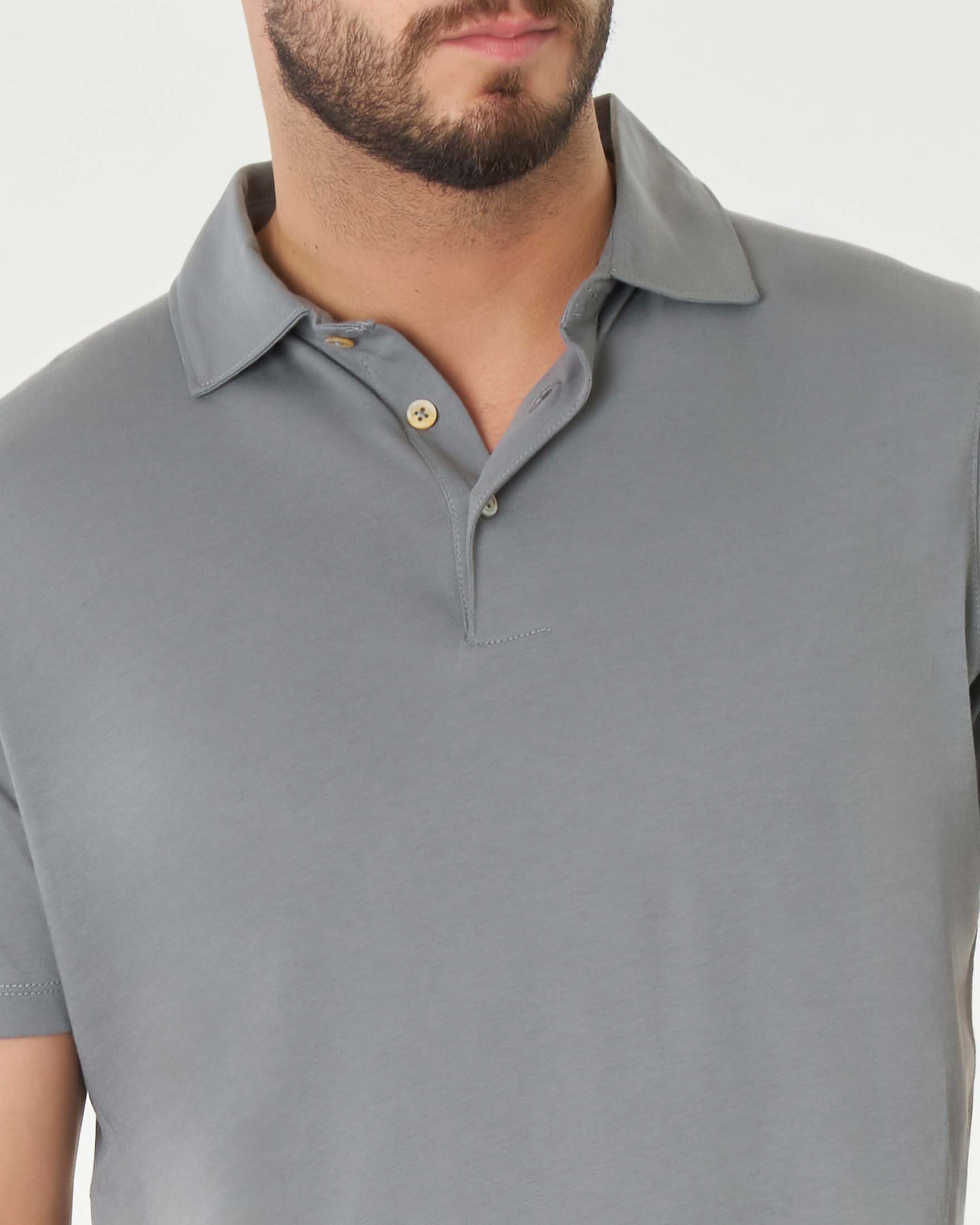 Polo grigia mezza manica in pima cotton image