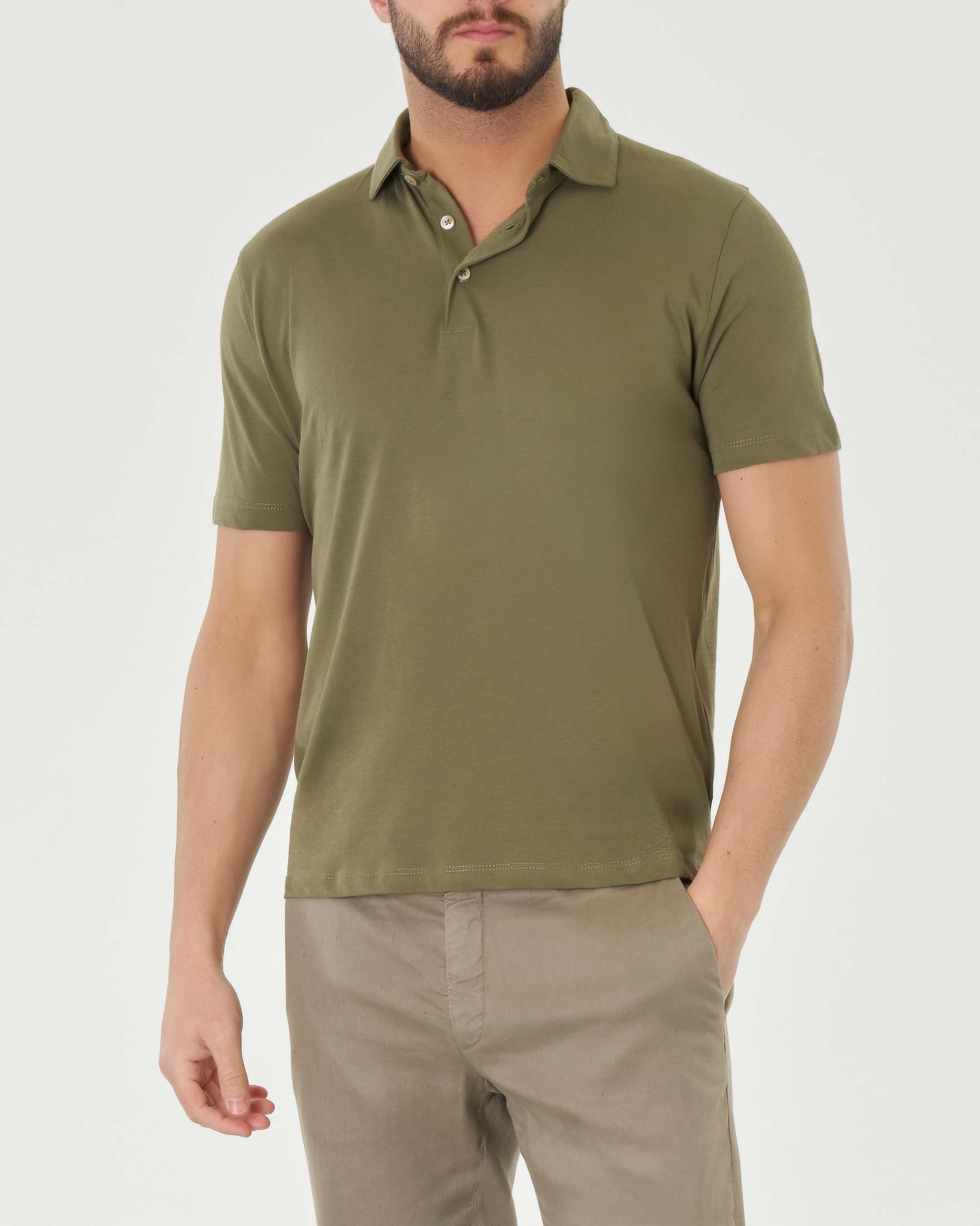 Polo verde militare mezza manica in pima cotton