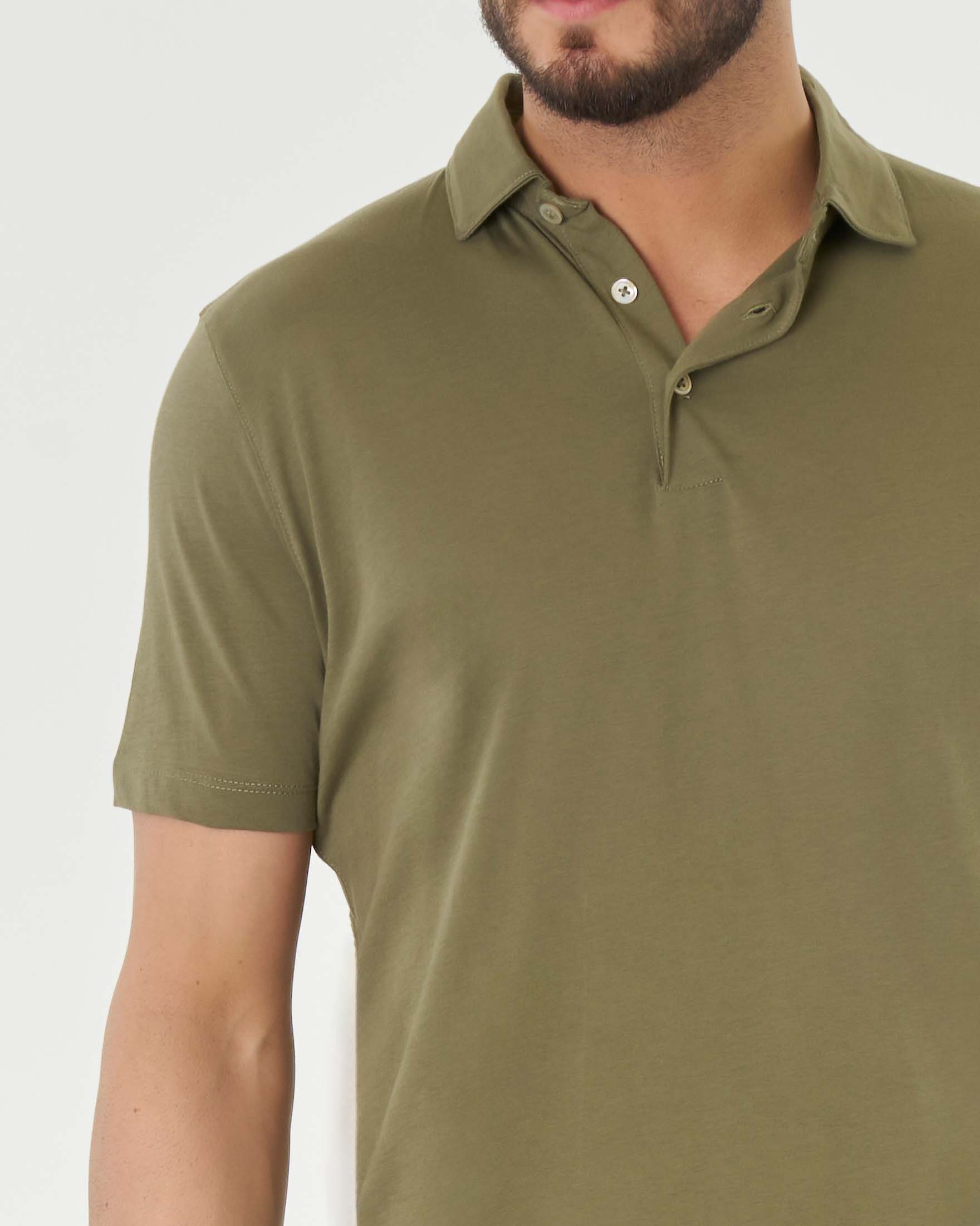 Polo verde militare mezza manica in pima cotton image