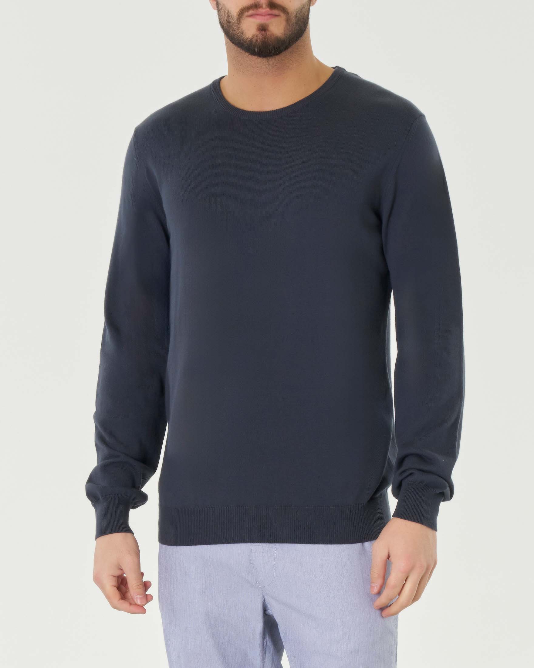 Maglia girocollo grigio antracite Pellizzari in puro cotone made in Italy