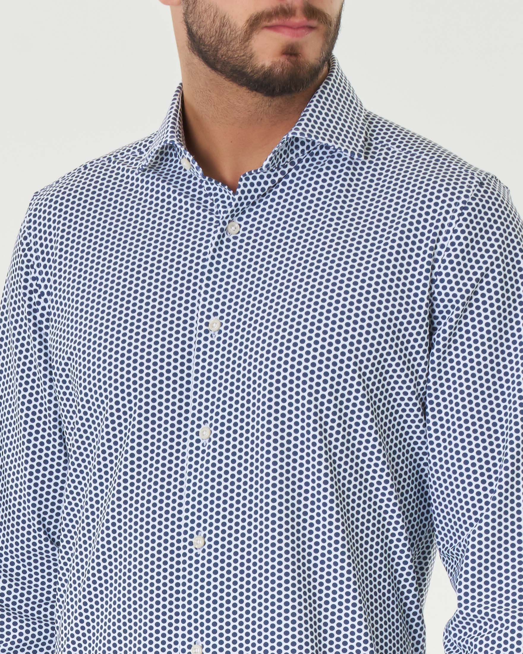 Camicia blu pois bianchi hot sale