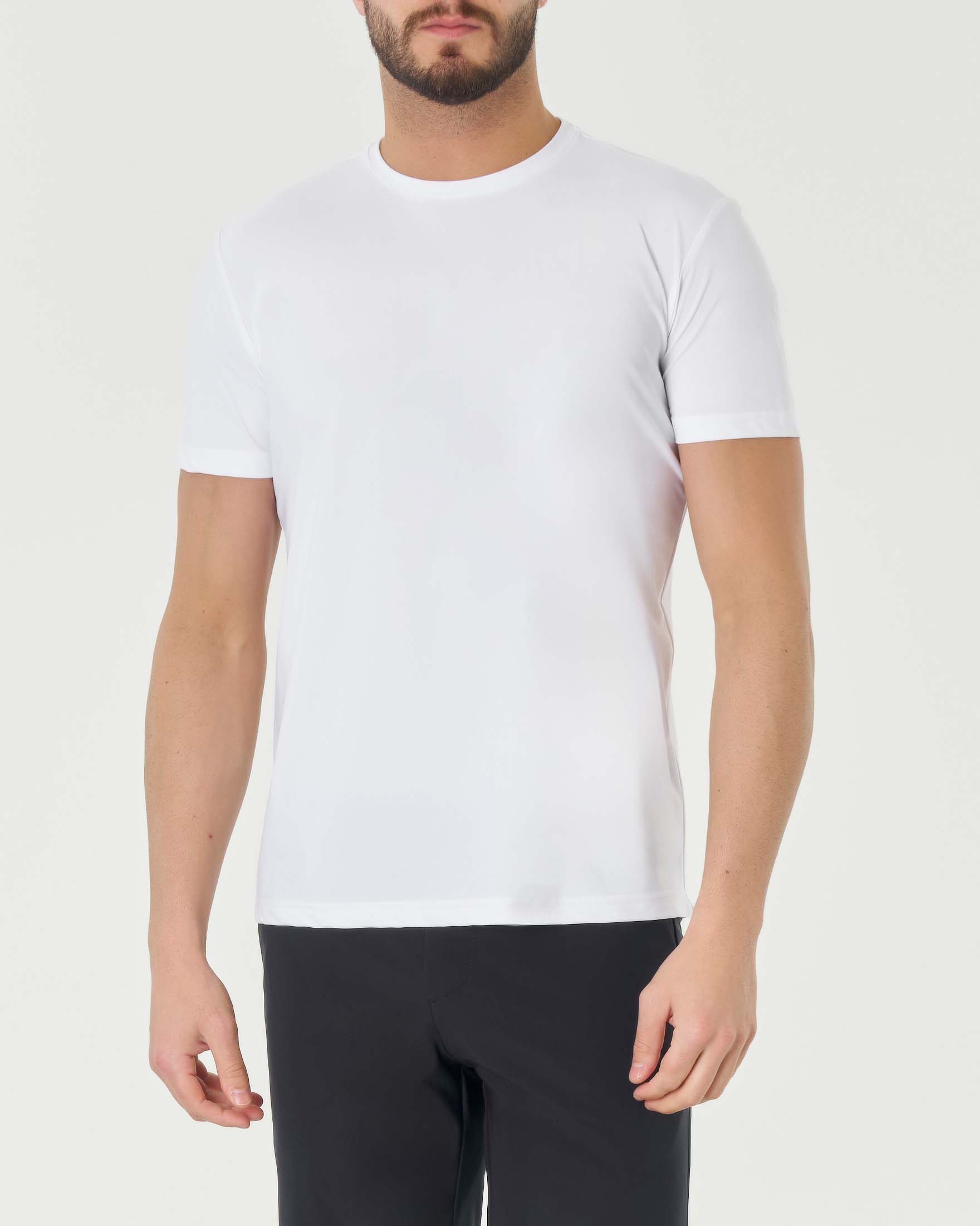 T-shirt Pellizzari bianca mezza manica in tessuto tecnico hyper comfort