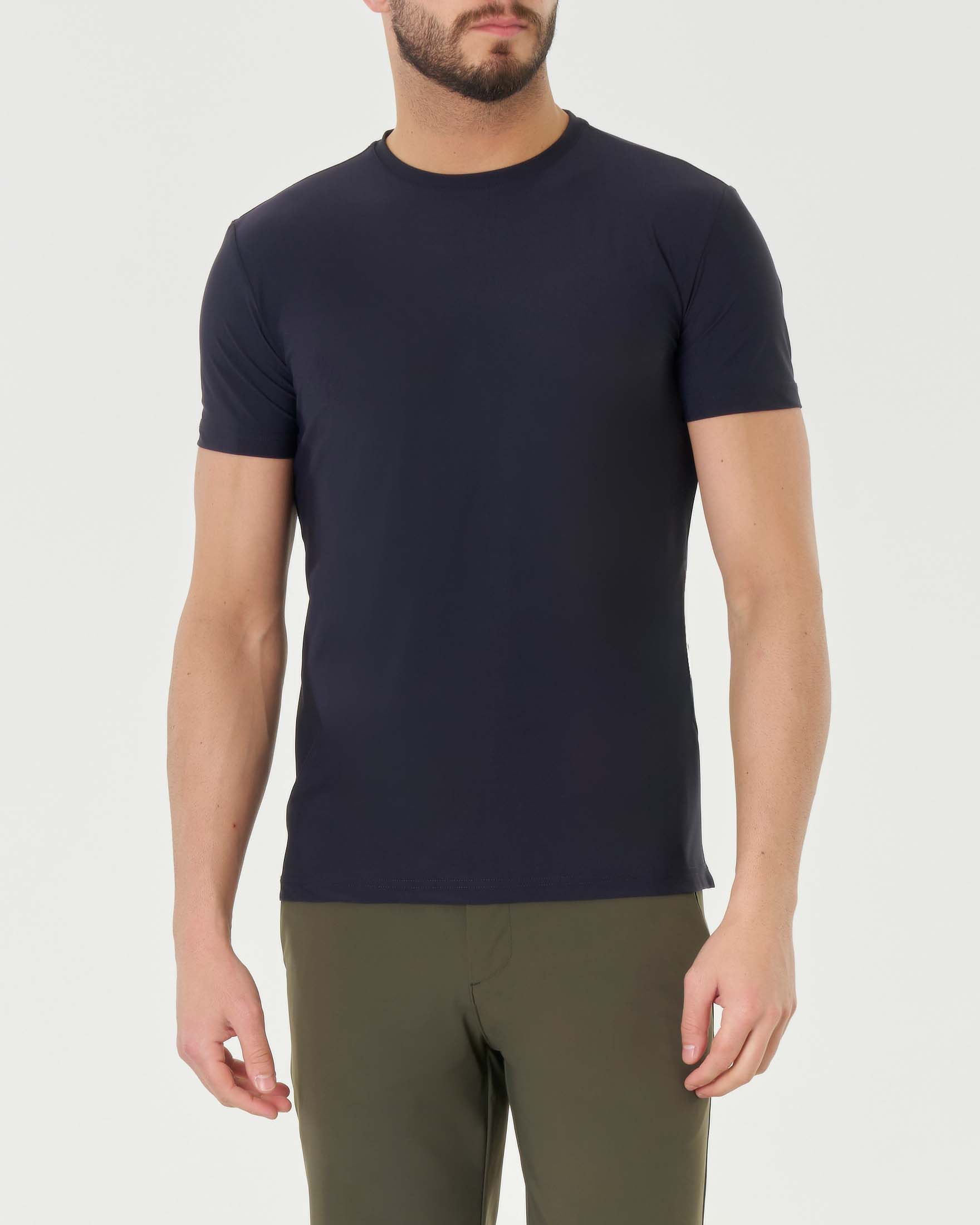 T-shirt Pellizzari blu mezza manica in tessuto tecnico hyper comfort