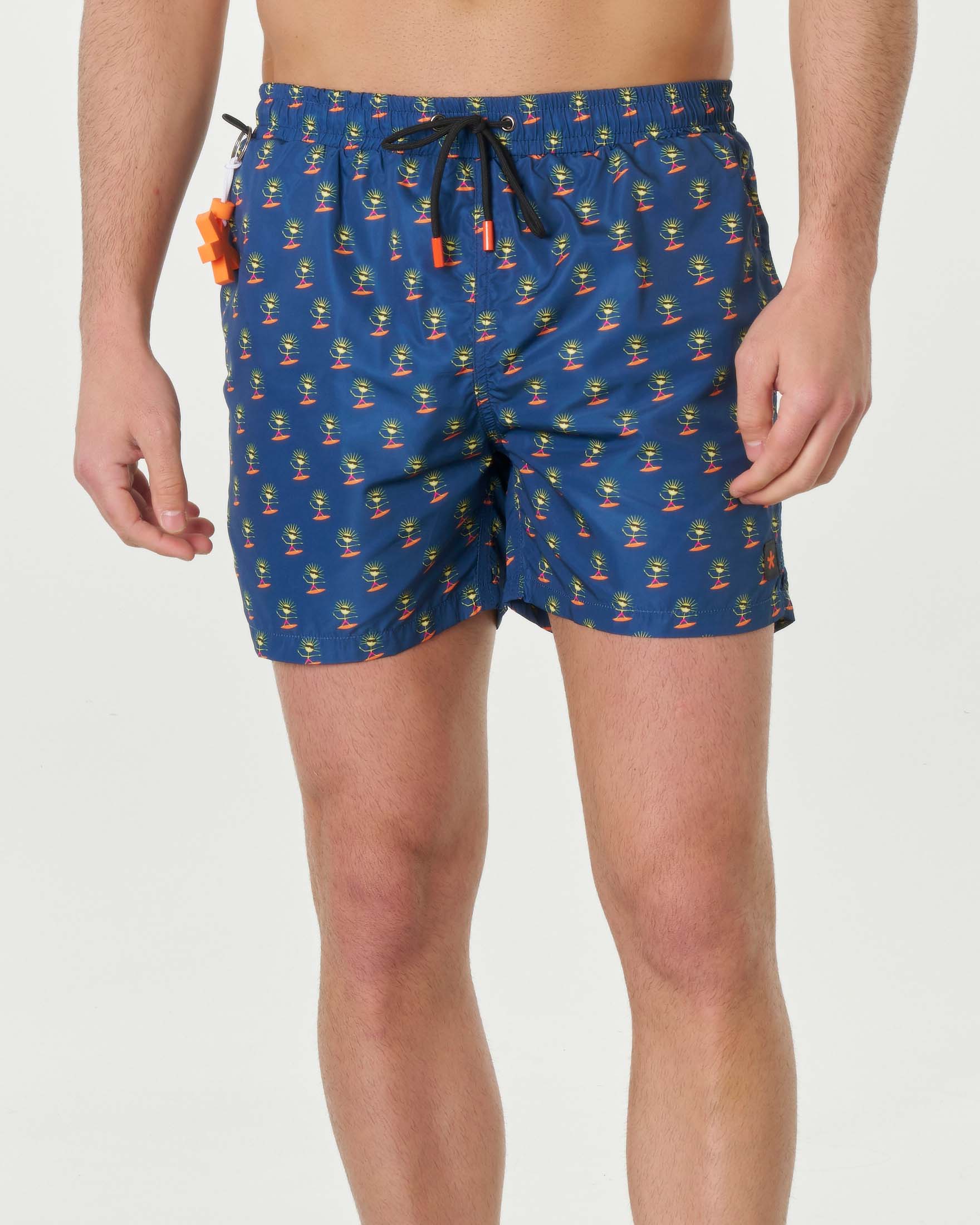 Boxer mare blu con stampa grafica soli sul surf