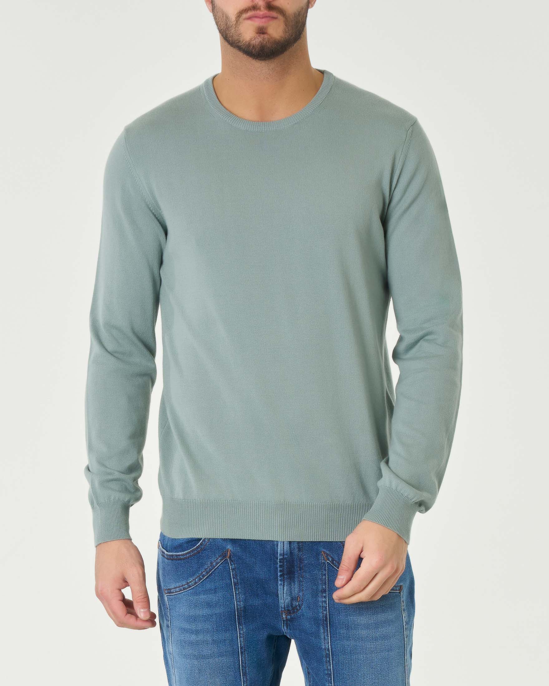 Maglia girocollo color salvia Pellizzari in puro cotone made in Italy