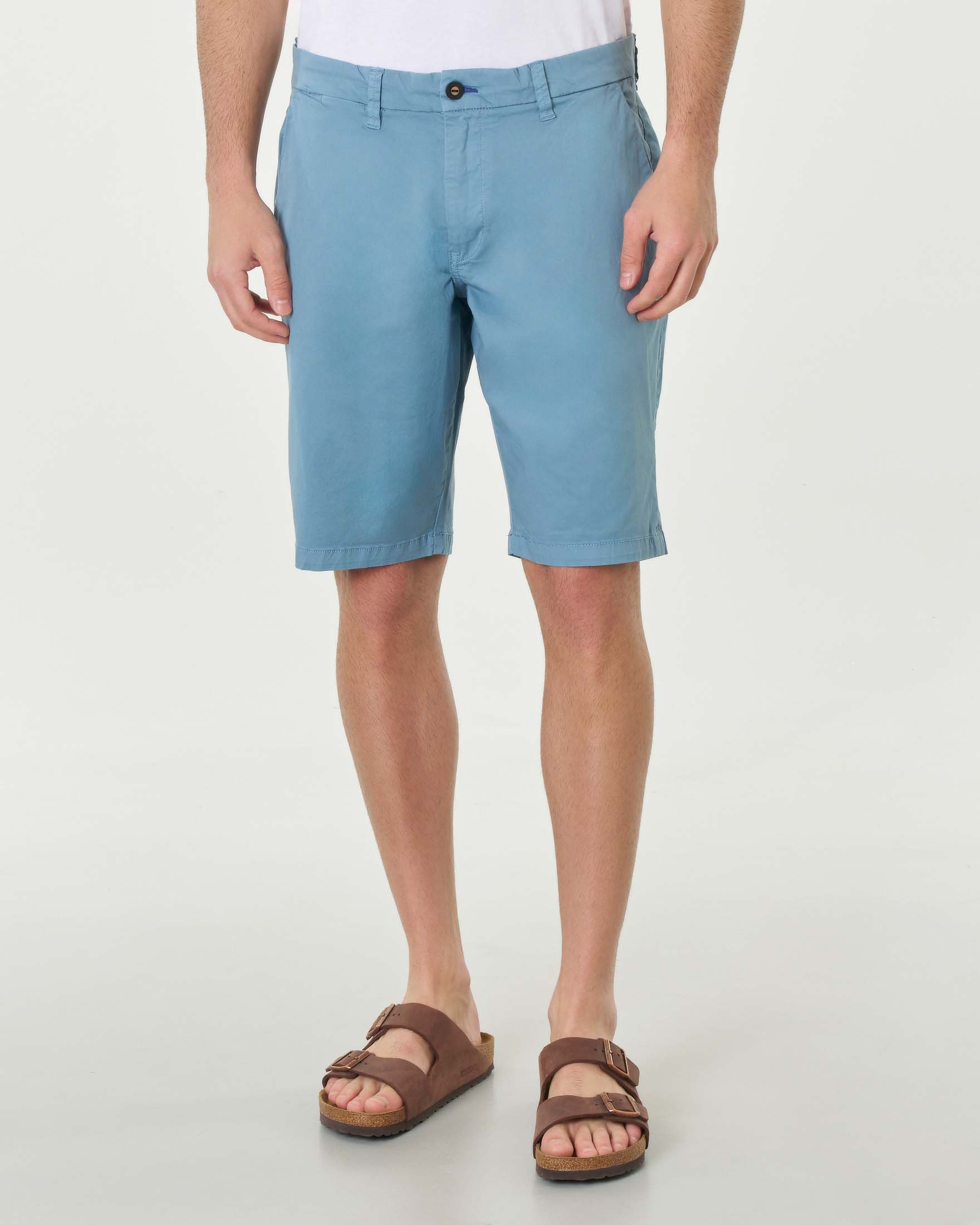 Bermuda chino avio in gabardina di cotone stretch