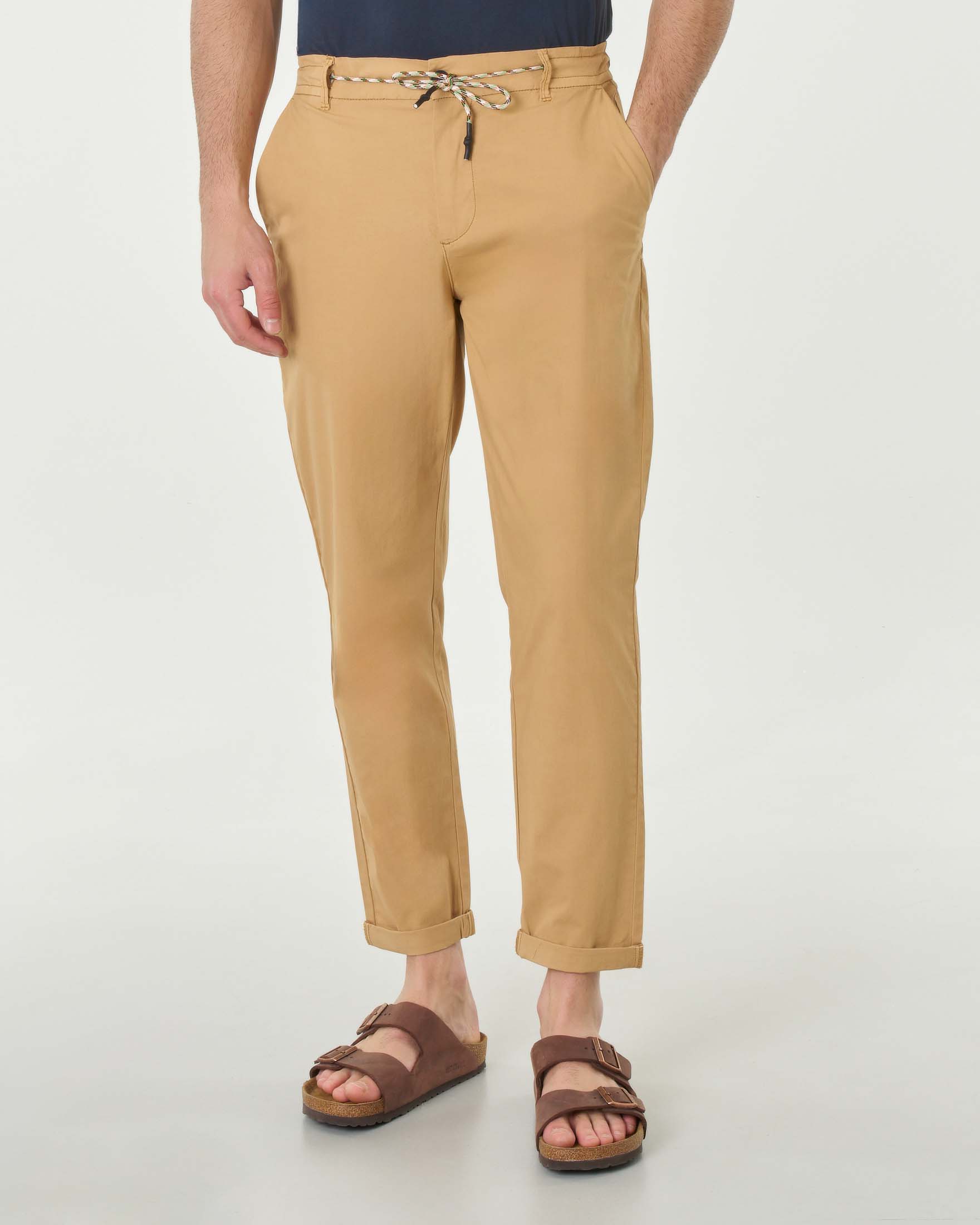 Pantalaccio cammello in popeline di cotone stretch